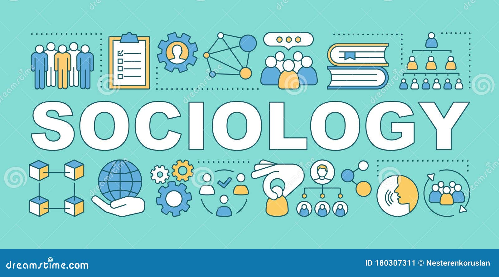 Sociology Word Concepts Banner. Society and Community. Presentation