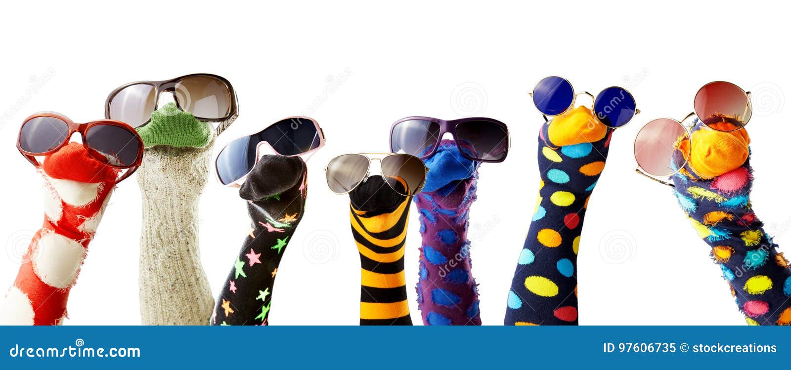 sock puppets wearing glasses