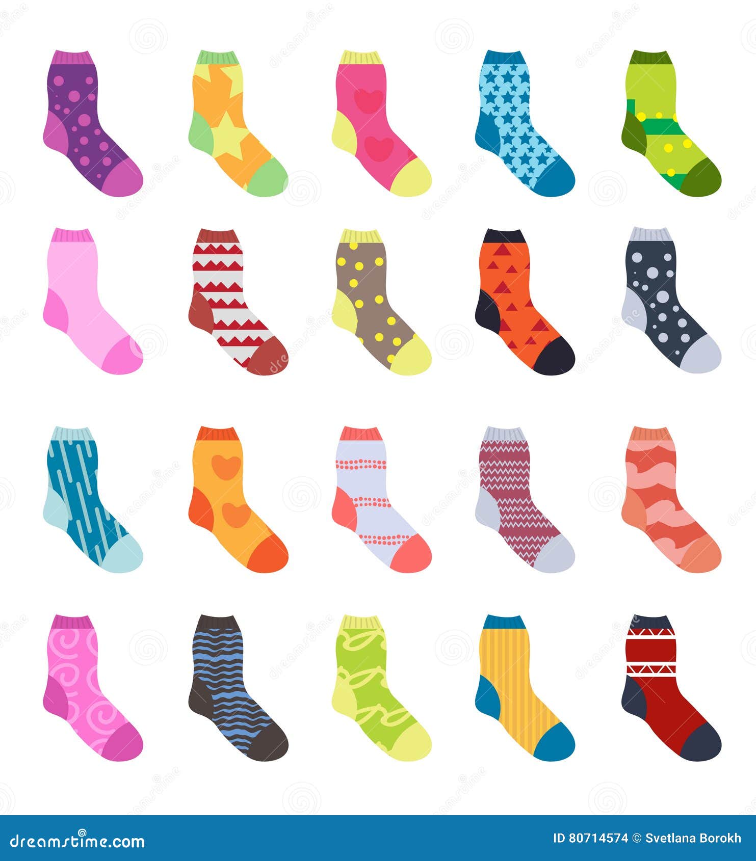 Sock Set Icons. Socks Collection, Flat Design. Vector Illustration ...