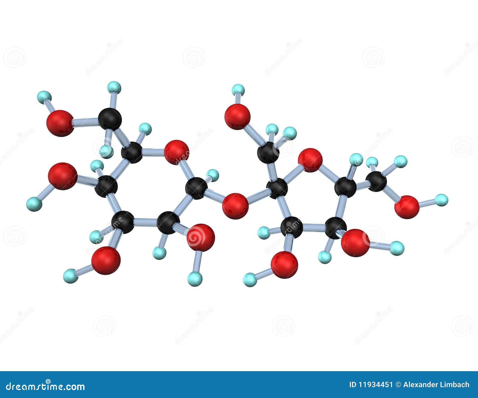 Socker för molekyl 3d. För illustrationlooks för bakgrund 3d white för socker för molekyl