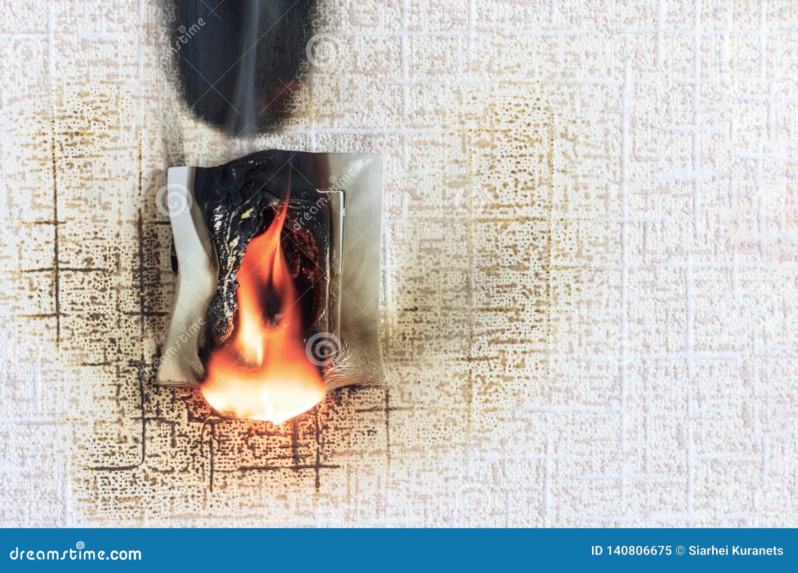 . Socket on Fire. he is Real. There is Plastic Melting Stock Image