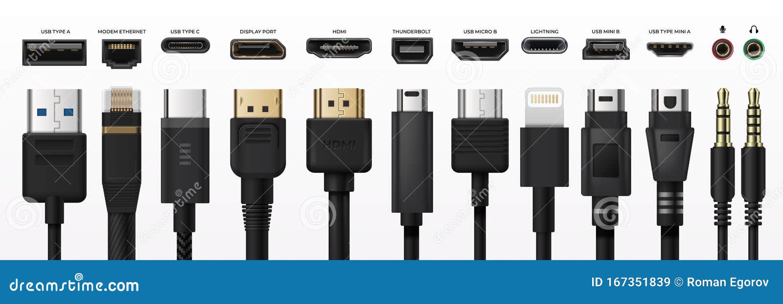 Socket Usb Plug in. Type-c Port USB Connector Replacing Type a Micro and  Mini USB, 3, 5 Mm Jack Charge Connector, Hand Stock Vector - Illustration  of hardware, elements: 167351839