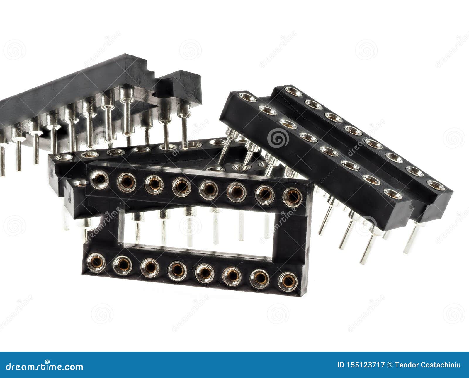 Sockets for Integrated Circuits, Isolated on White Stock Image Image