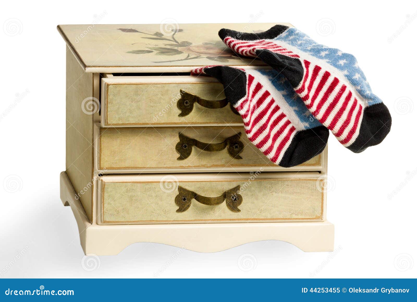 Socks As The American Flag On Dresser Stock Image Image Of Jolly