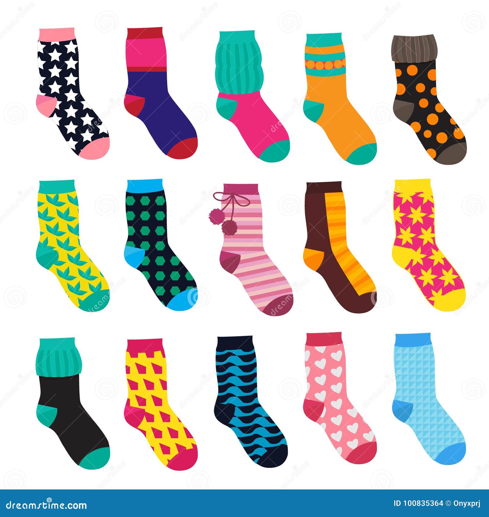 Socks in Cartoon Style. Elements of Kids Clothes Stock Vector