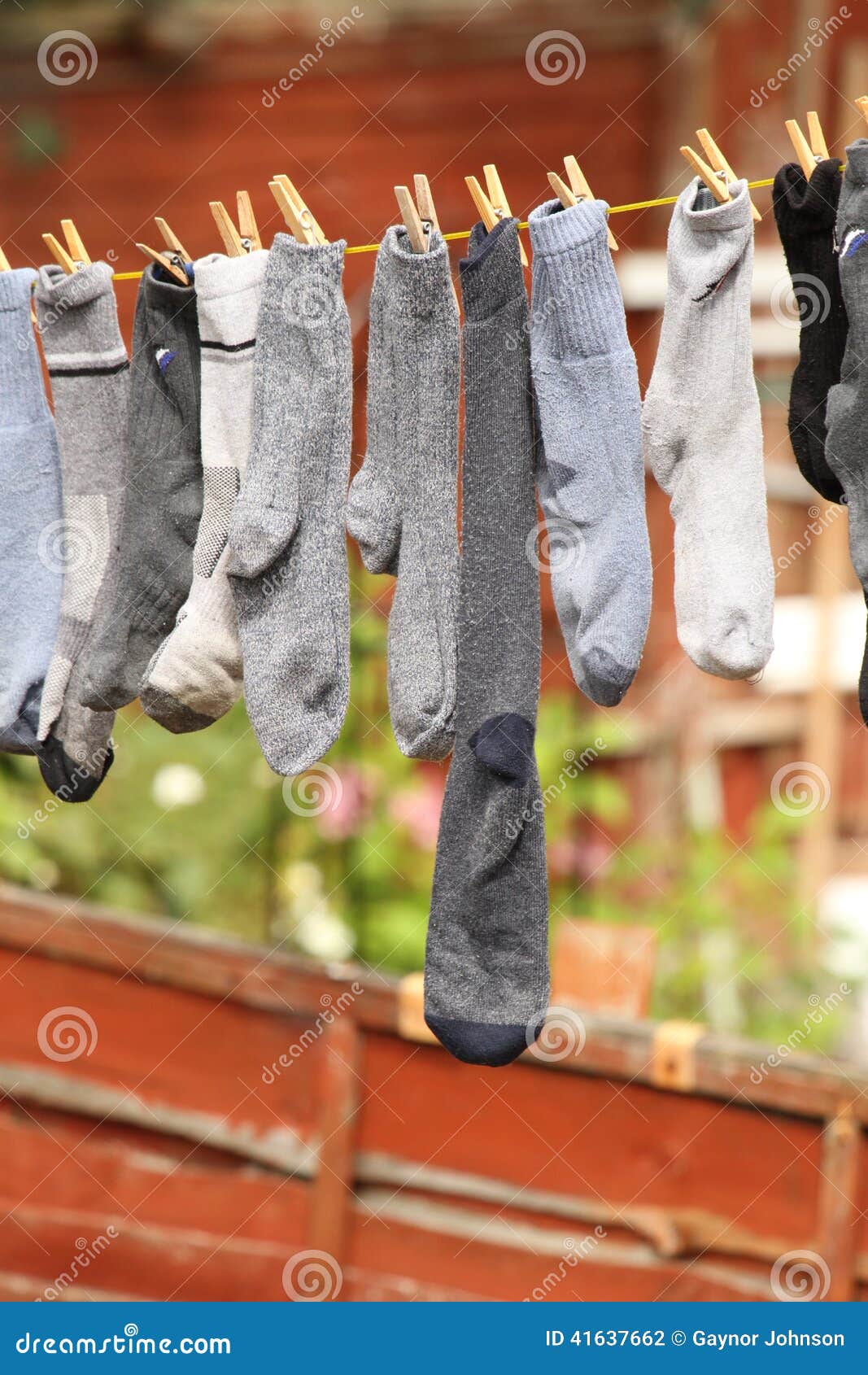 Socks drying outdoors stock photo. Image of washed, plain 41637662