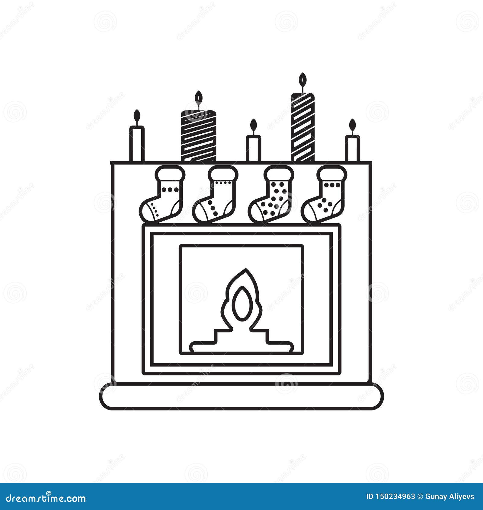 socks by fireplace icon.  of winter for mobile concept and web apps icon. outline, thin line icon for website  and
