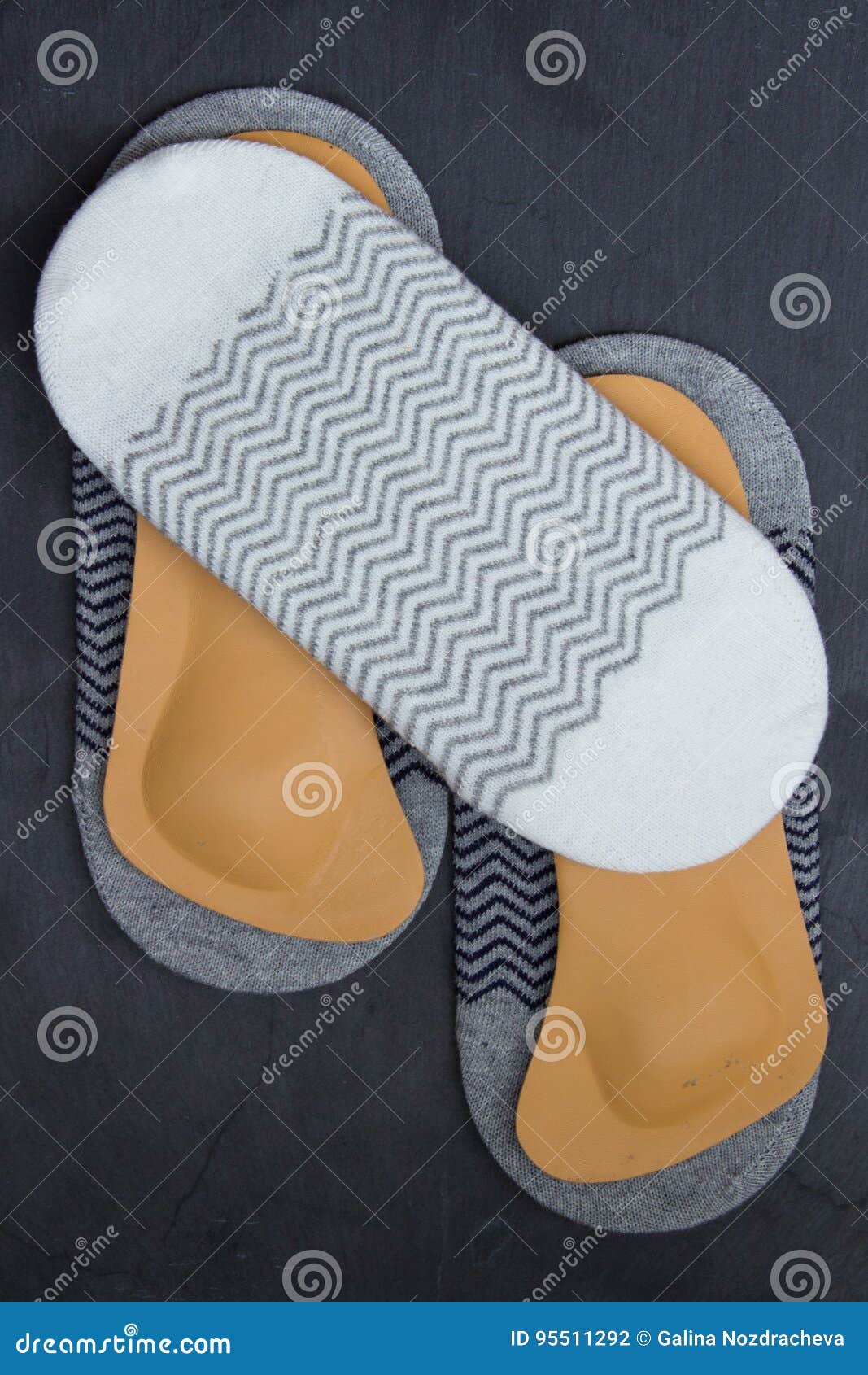 Socks are Located with Orthopedic Leather Insoles. Stone Background ...