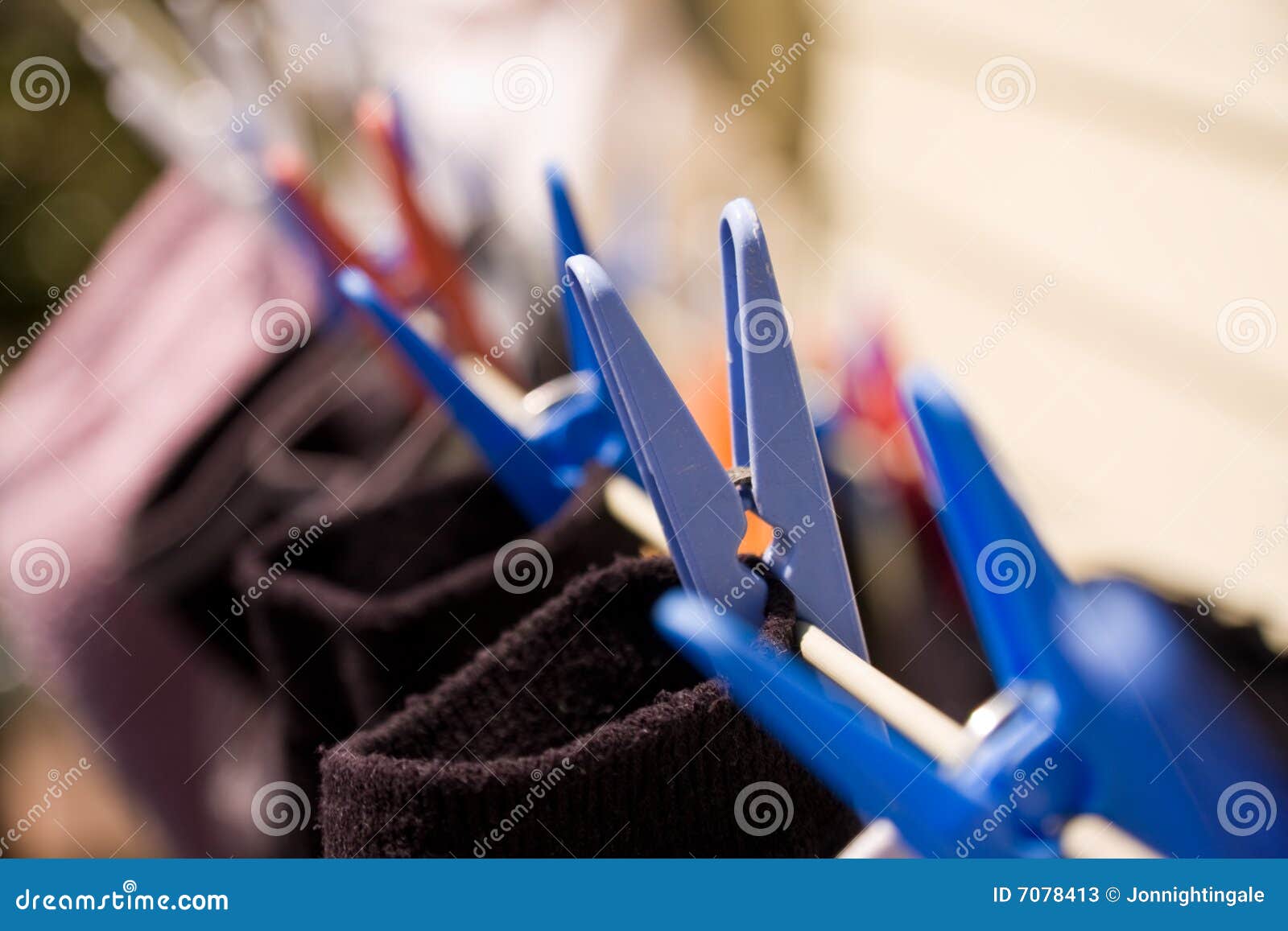 Socks and Pegs Hanging on a Washing Line Stock Image Image of sunny, hold 7078413