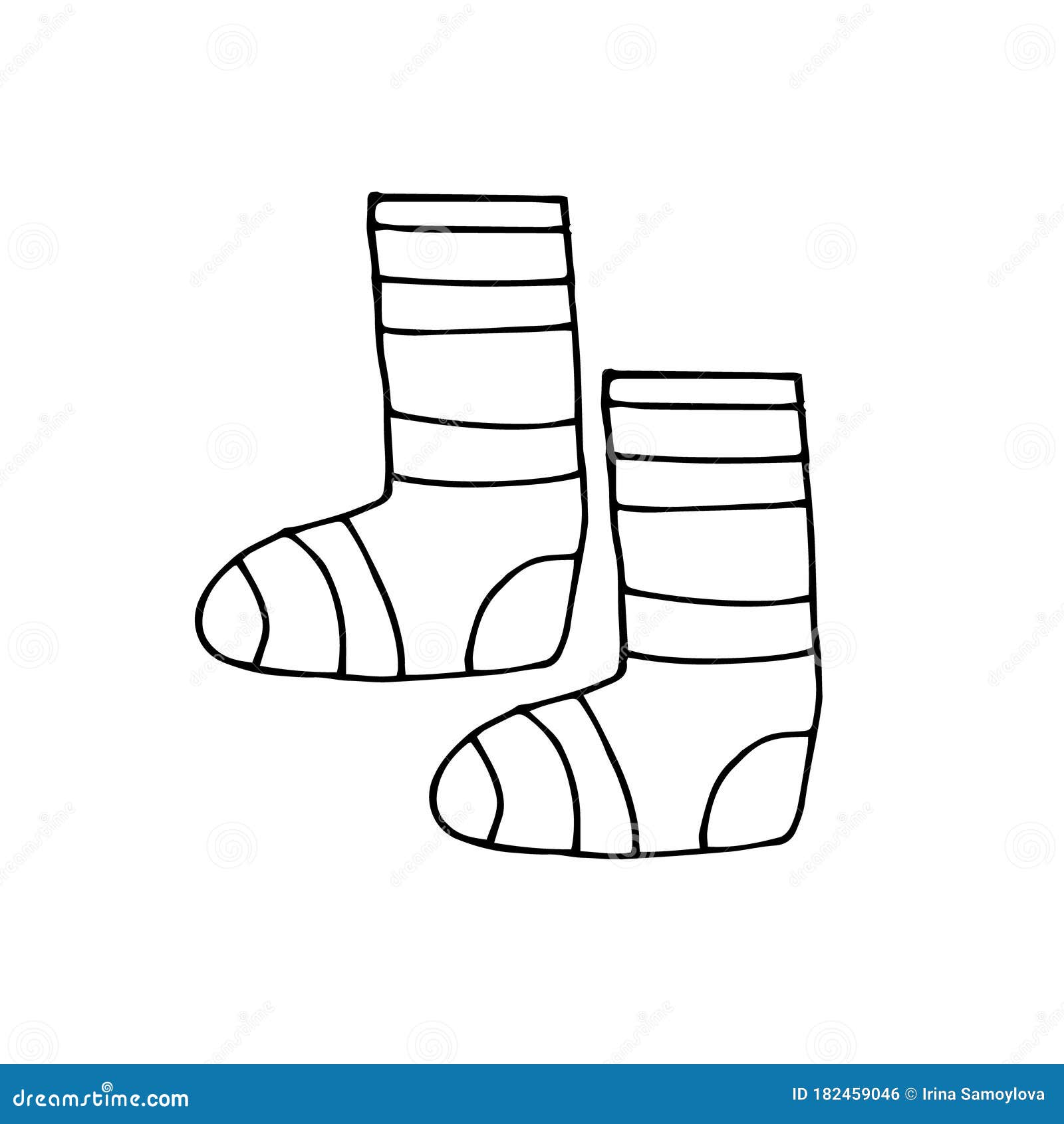Socks with Stripes Hand Drawn Element in Doodle Style. Vector ...