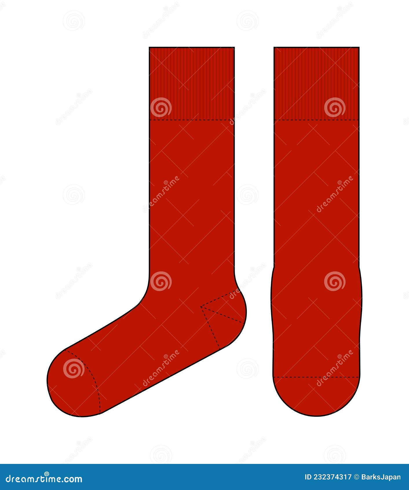 Socks Template Vector Illustration Front & Side View | Red Stock Vector ...