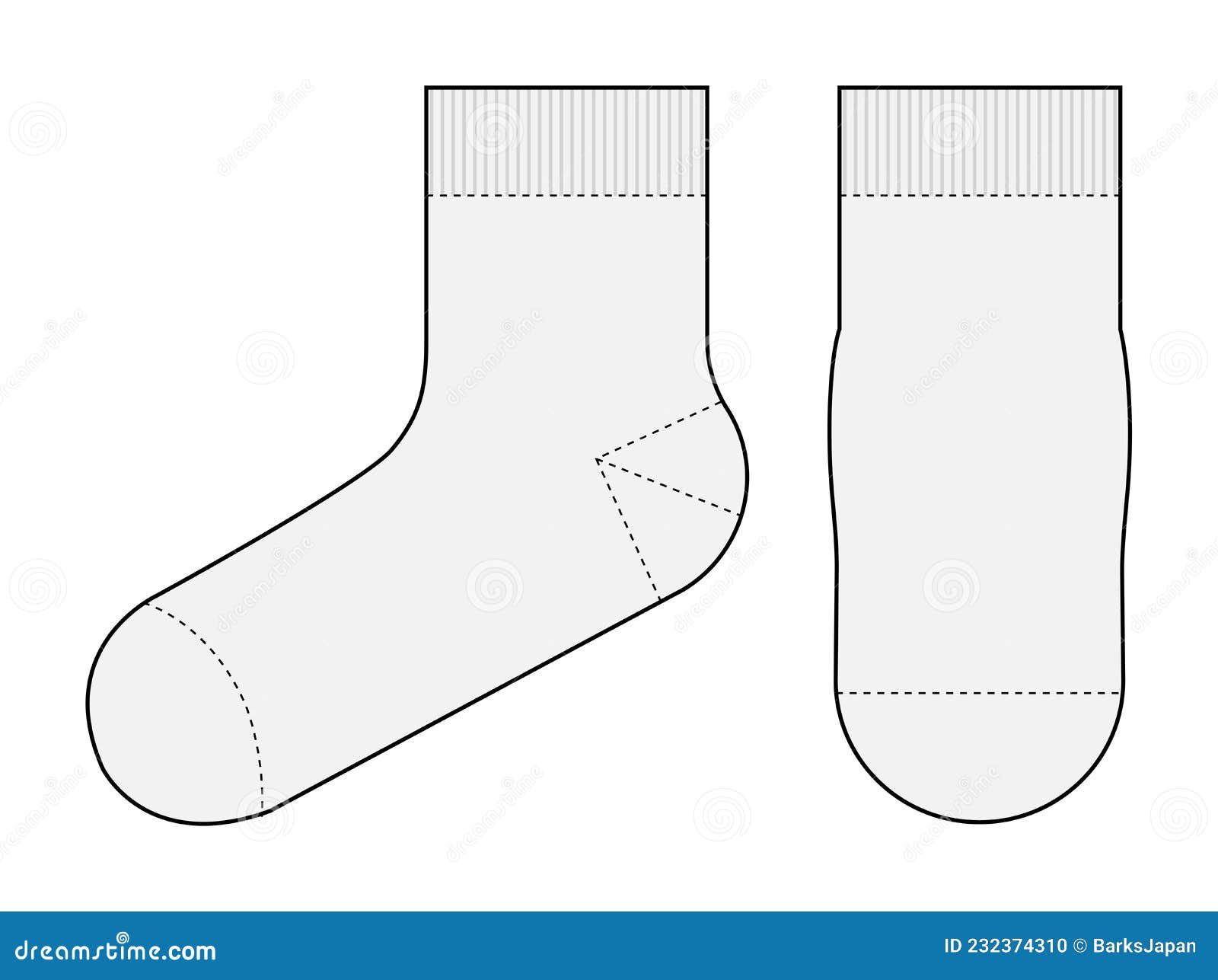 Socks Template Vector Illustration Front & Side View White Stock Socks Template Vector Illustration Front & Side View White Stock