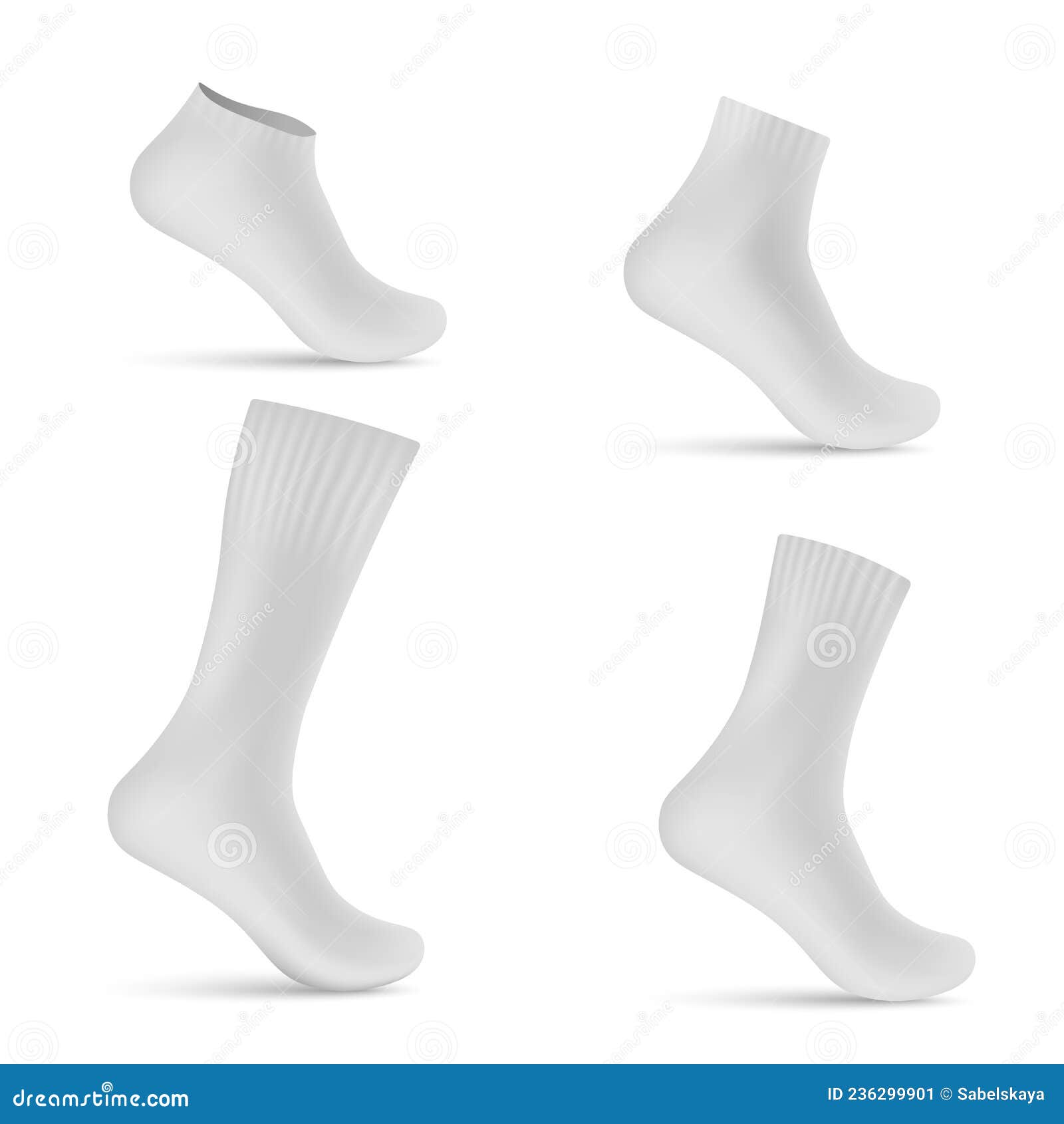 Socks Worn on Invisible Leg, Realistic Templates Vector Illustration ...