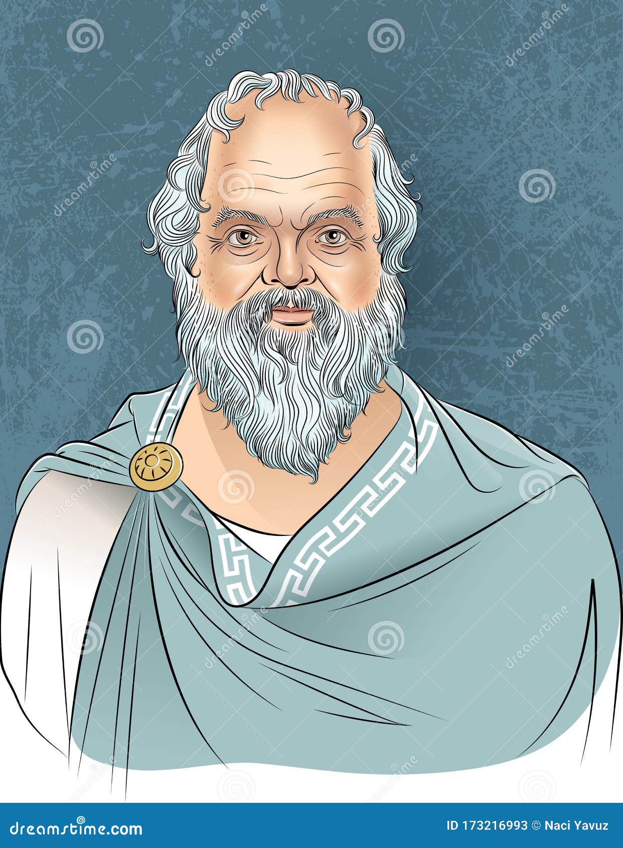 Socrates Portait in Cartoon Style, Vector Stock Vector - Illustration