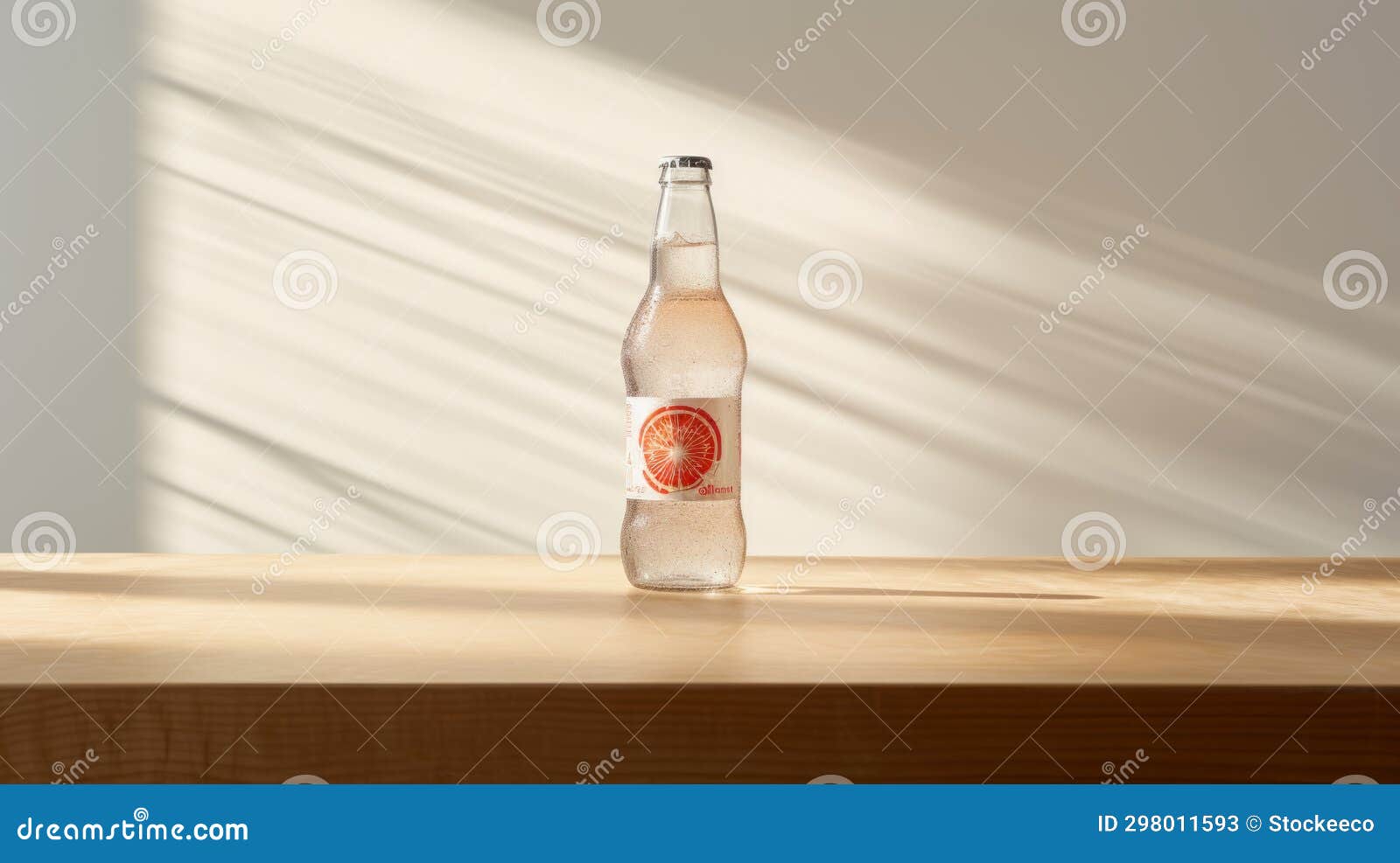 Soda Bottle on Linen Countertop: Beachy Aesthetics with Strong Light ...