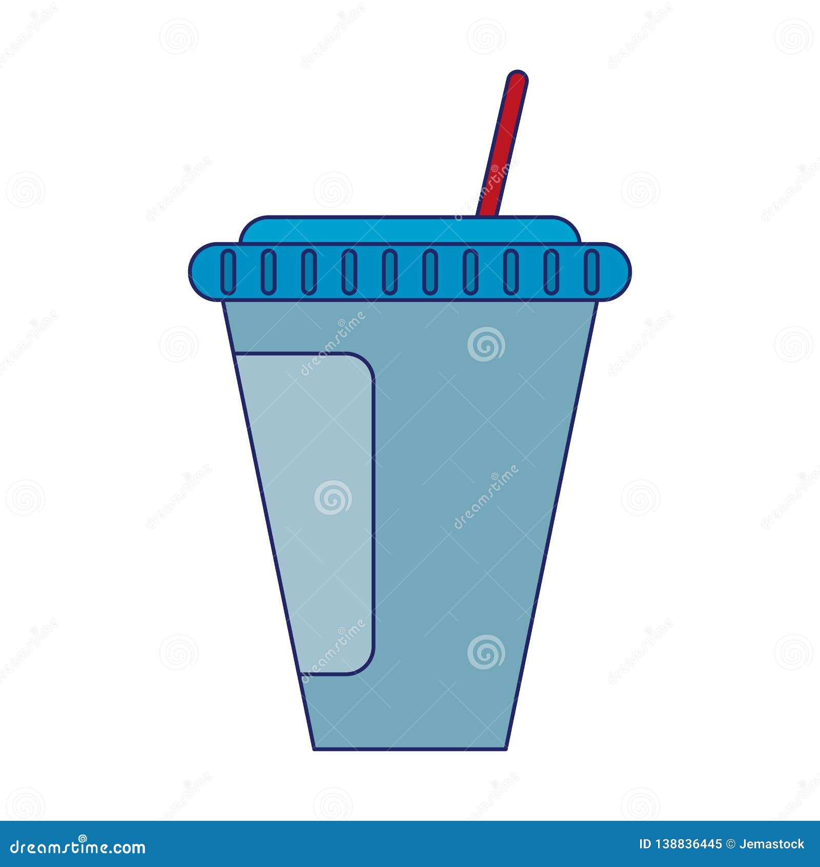 Cartoon Plastic Cup of Soda Drink with Straw, Vectors