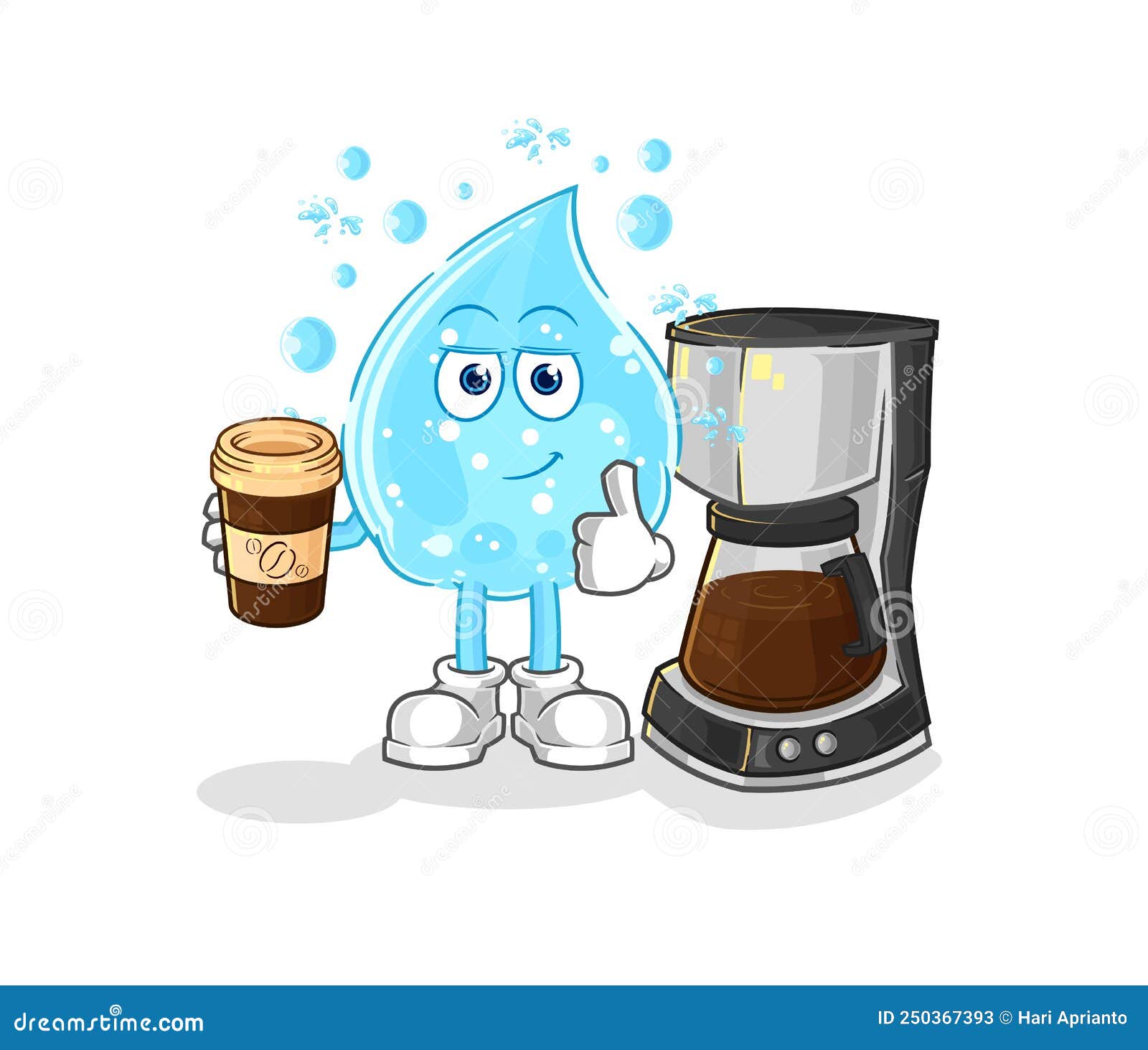 Soda Water Drinking Coffee Illustration. Character Vector Stock Vector