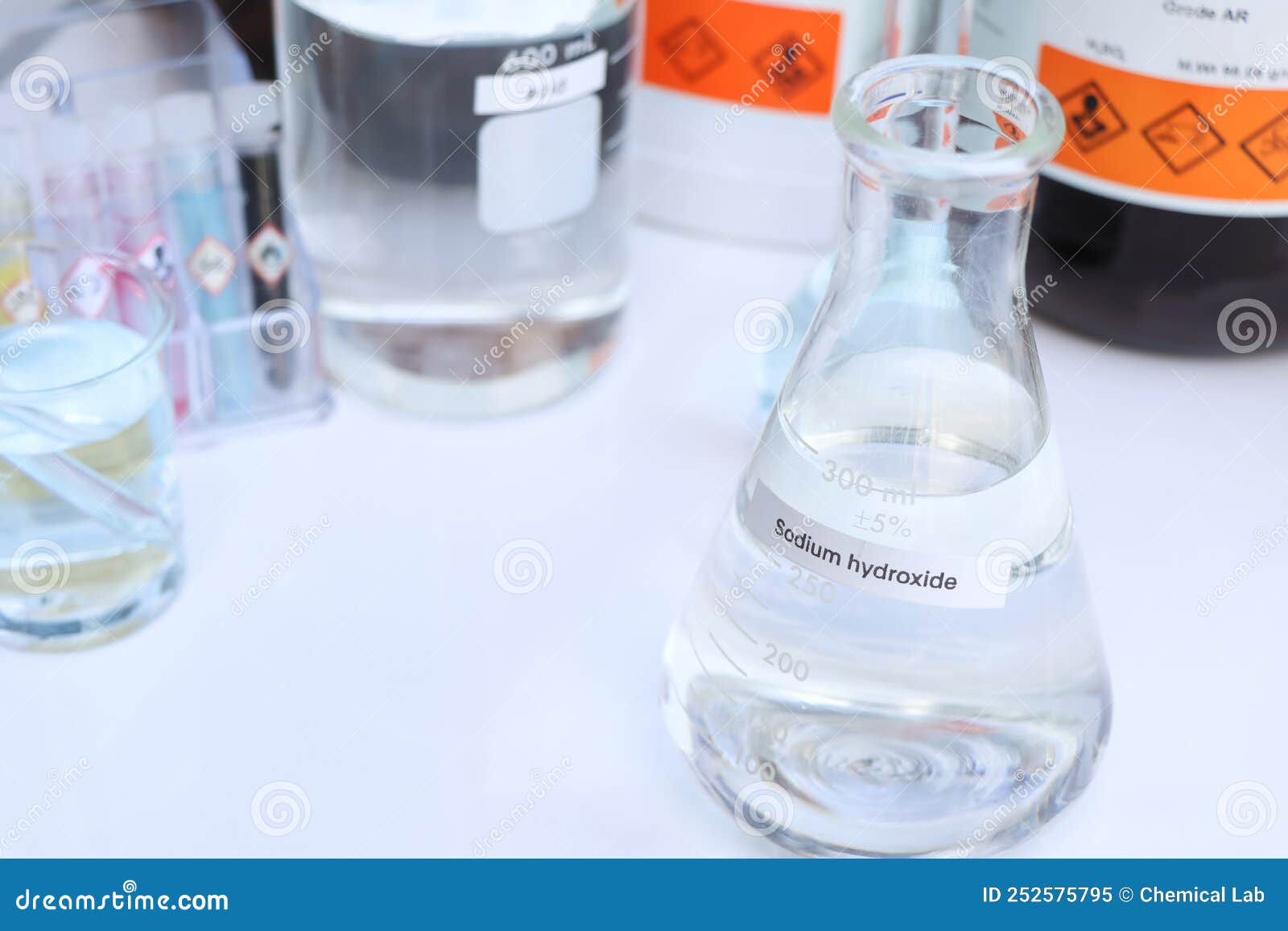 Sodium Hydroxide in Glass, Chemical in the Laboratory Stock Image ...