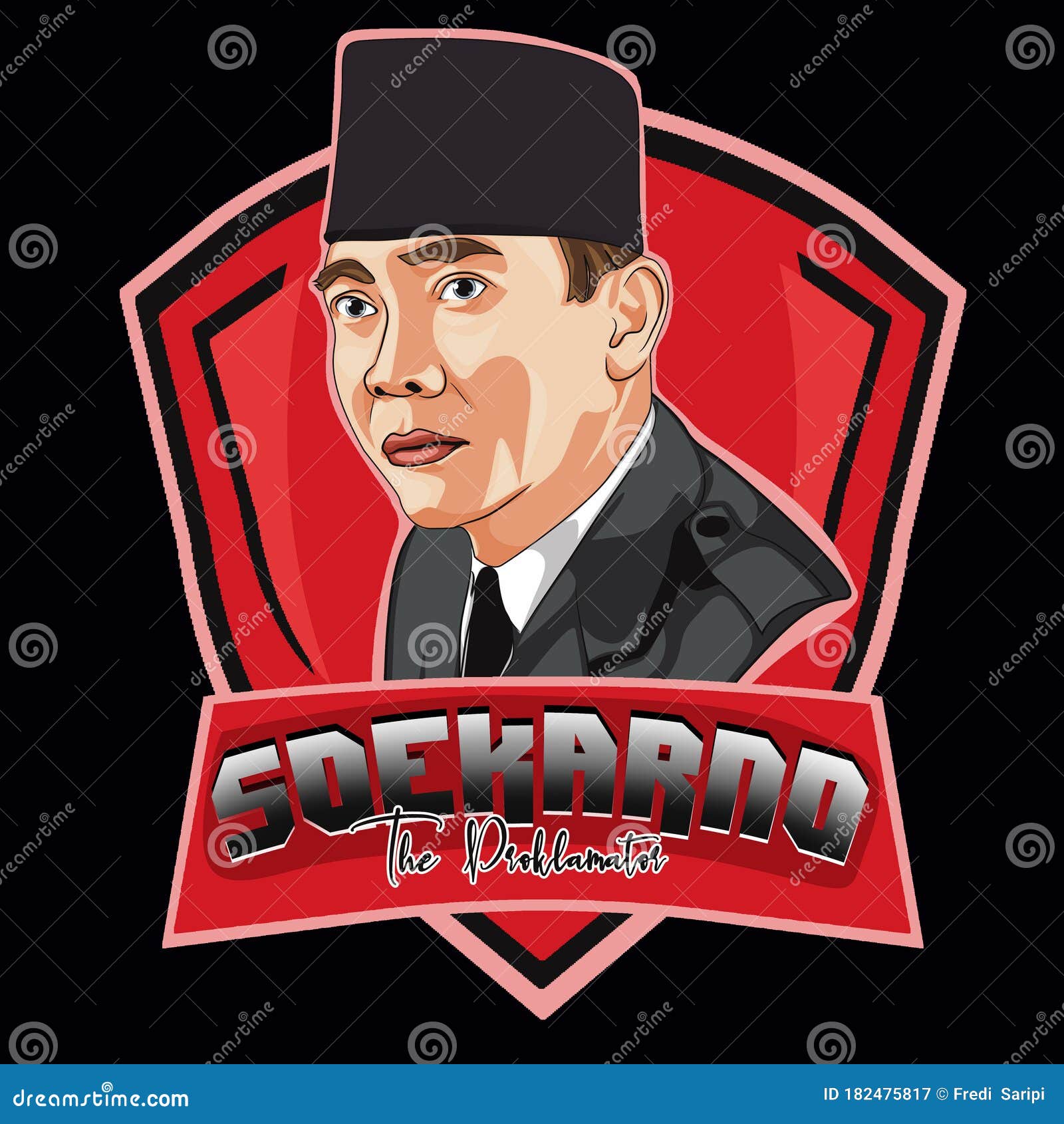 Soekarno Vector Portrait Drawing Illustration October 31 2017