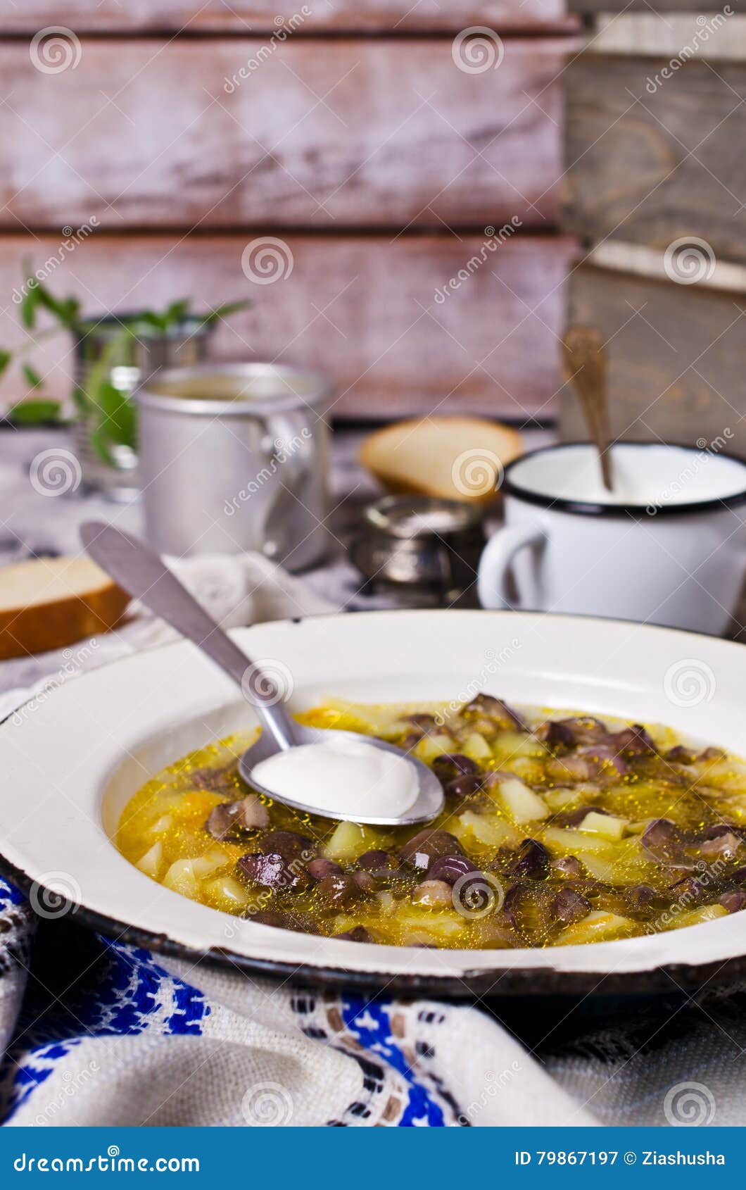 Soep met paddestoelen stock afbeelding. Image of gastronomisch 79867197