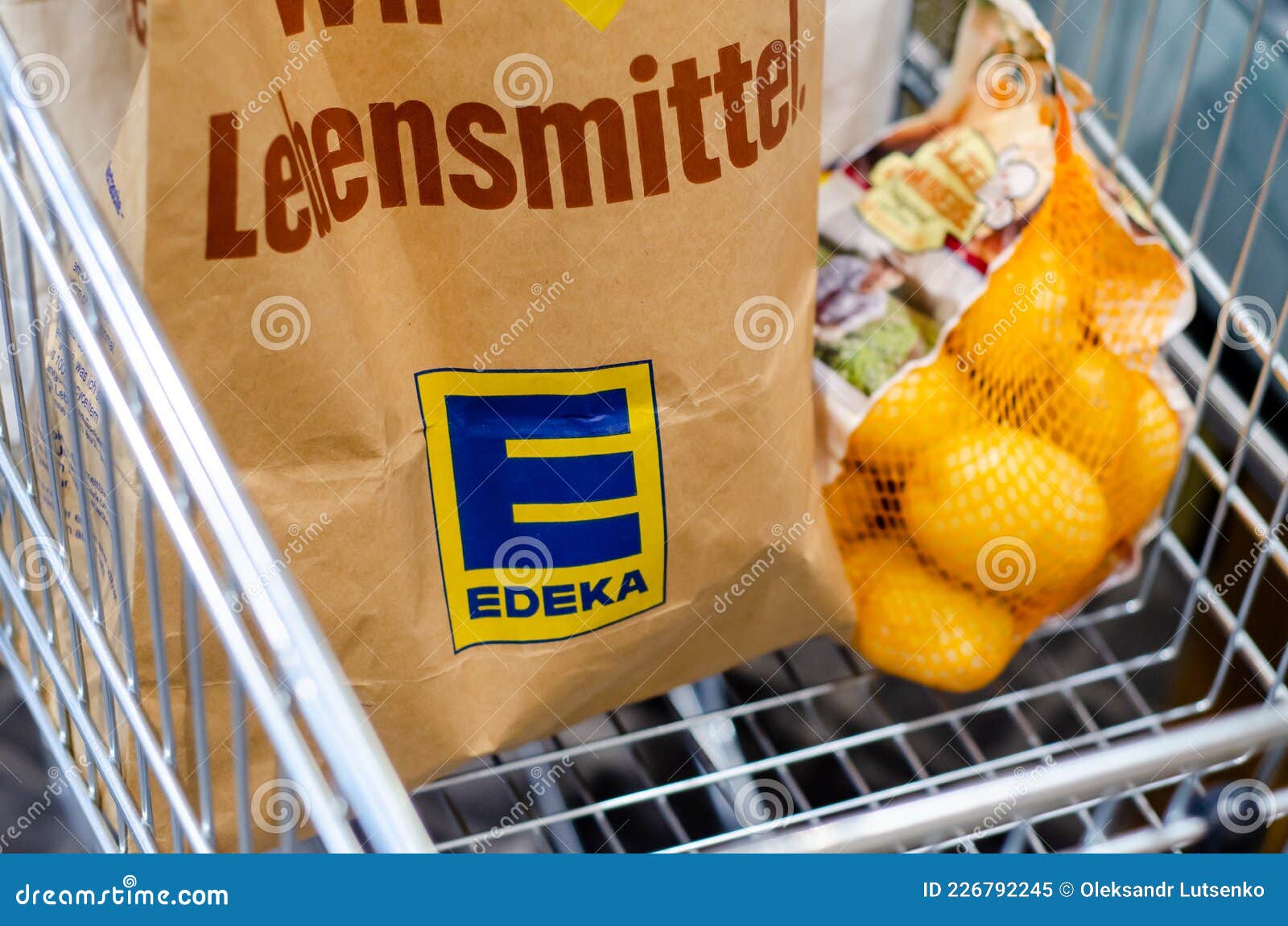 Soest, Germany August 7, 2021 Edeka Shopping Bag in the Shopping