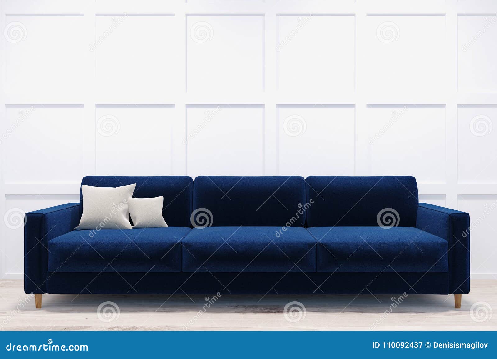 esquema toda la vida La oficina Sofá Azul Marino En Un Cuarto Blanco Stock de ilustración - Ilustración de  elegancia, casa: 110092437