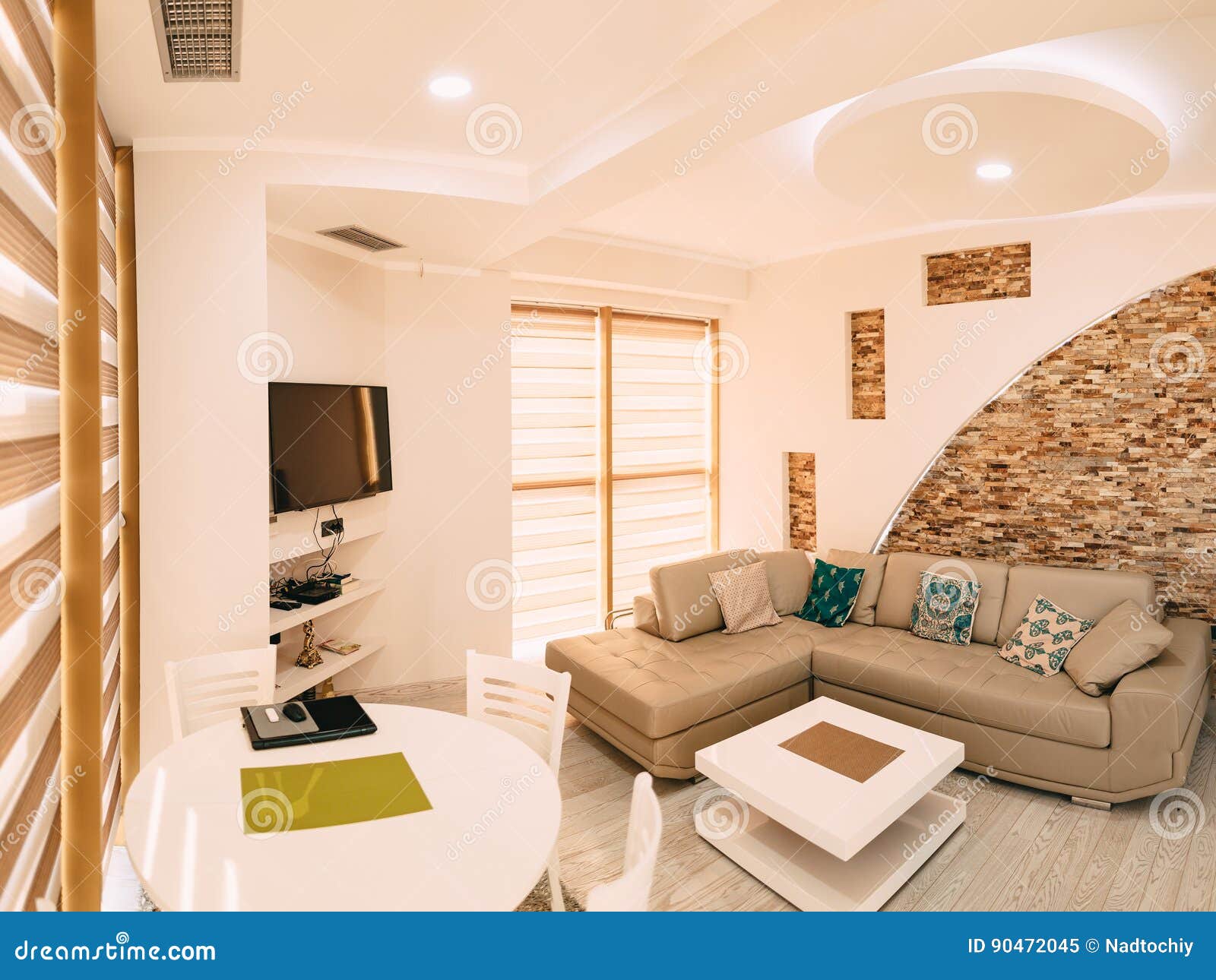 The sofa in the apartment stock image. Image of cozy 90472045