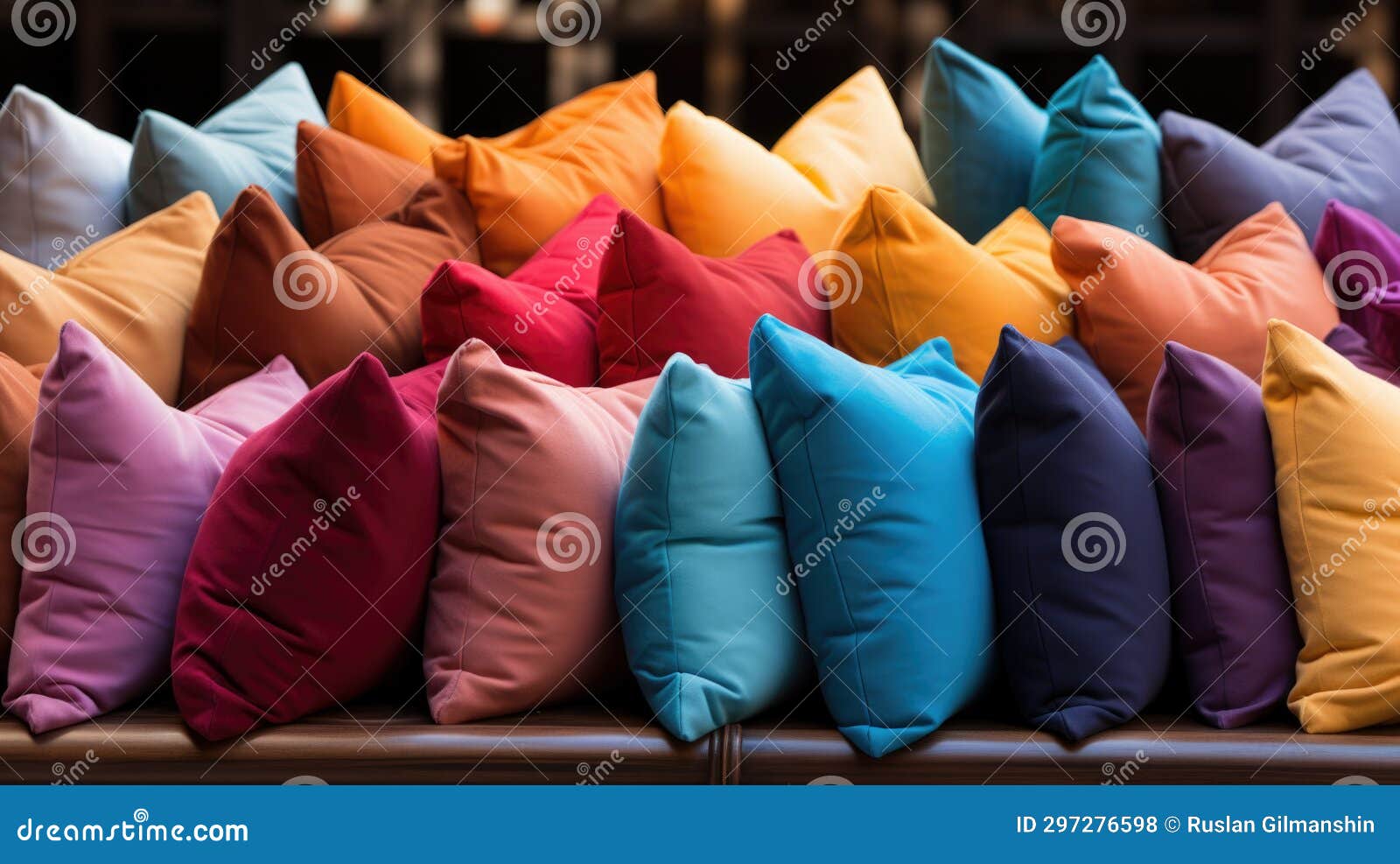 Sofa with Colorful Pillows in Cafe Stock Photo Image of contemporary