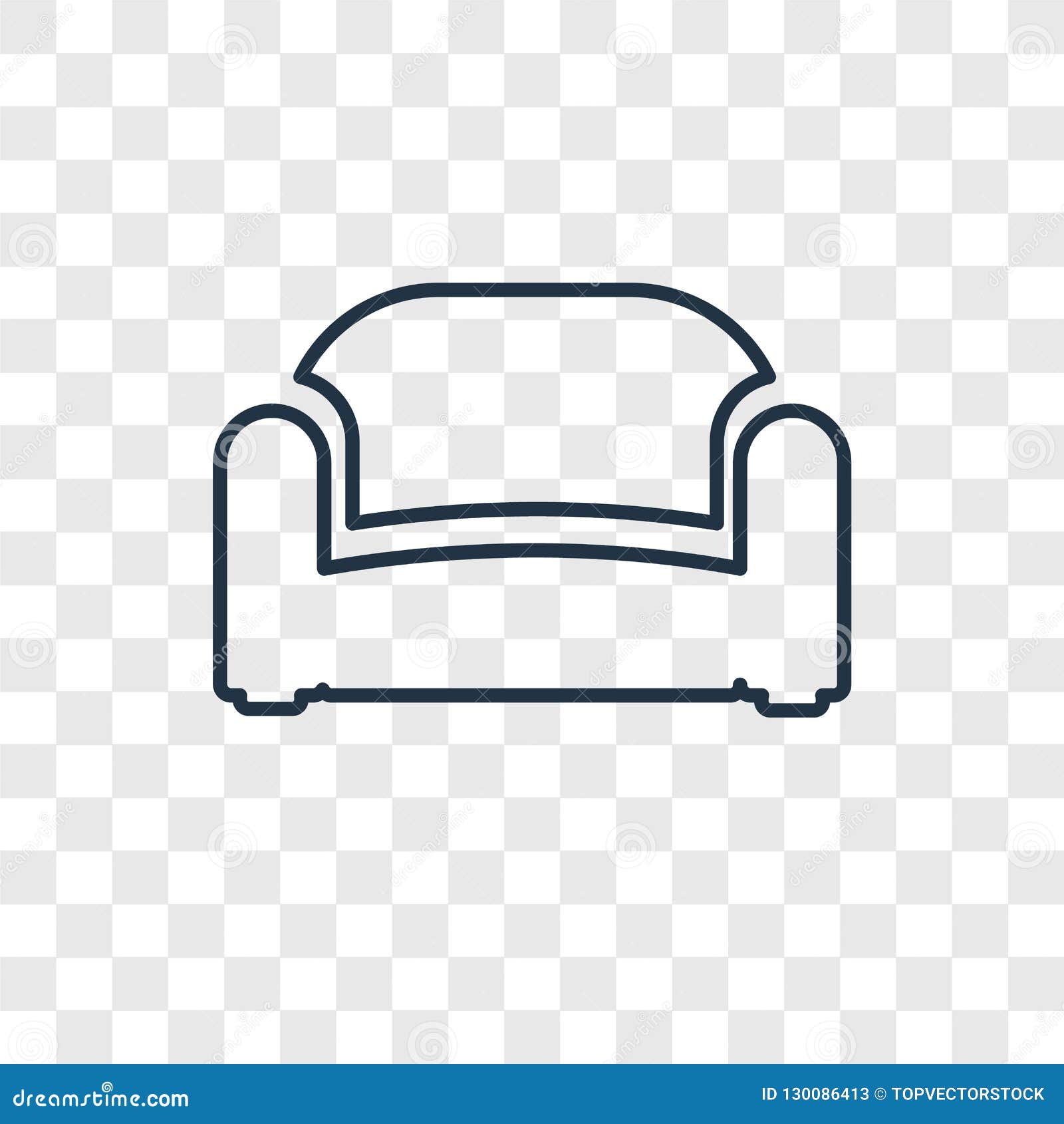 sofa concept  linear icon  on transparent background, sofa concept transparency logo in outline style