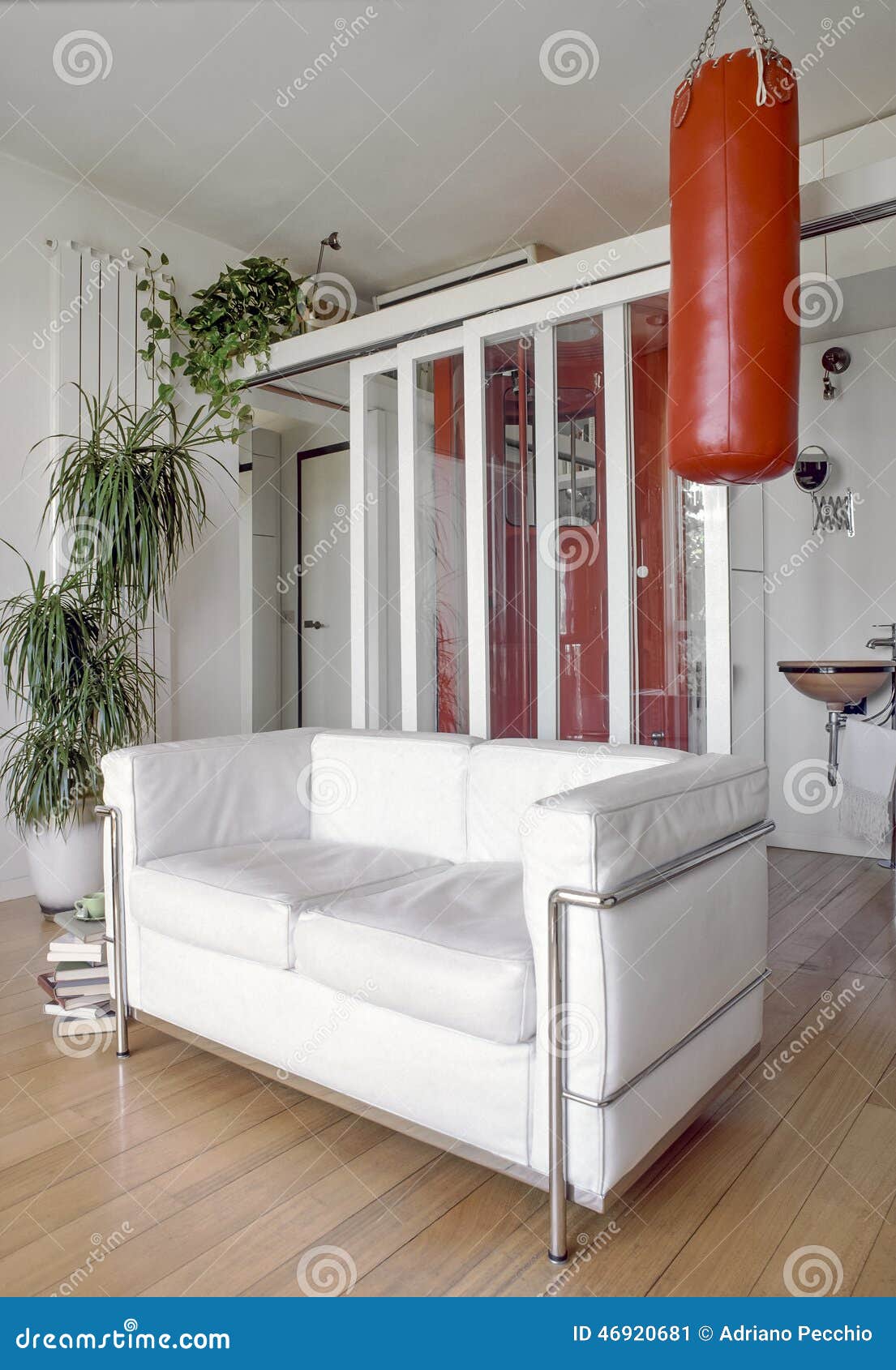 Sofa de cuir blanc dans le salon moderne photo stock image: 46920681
