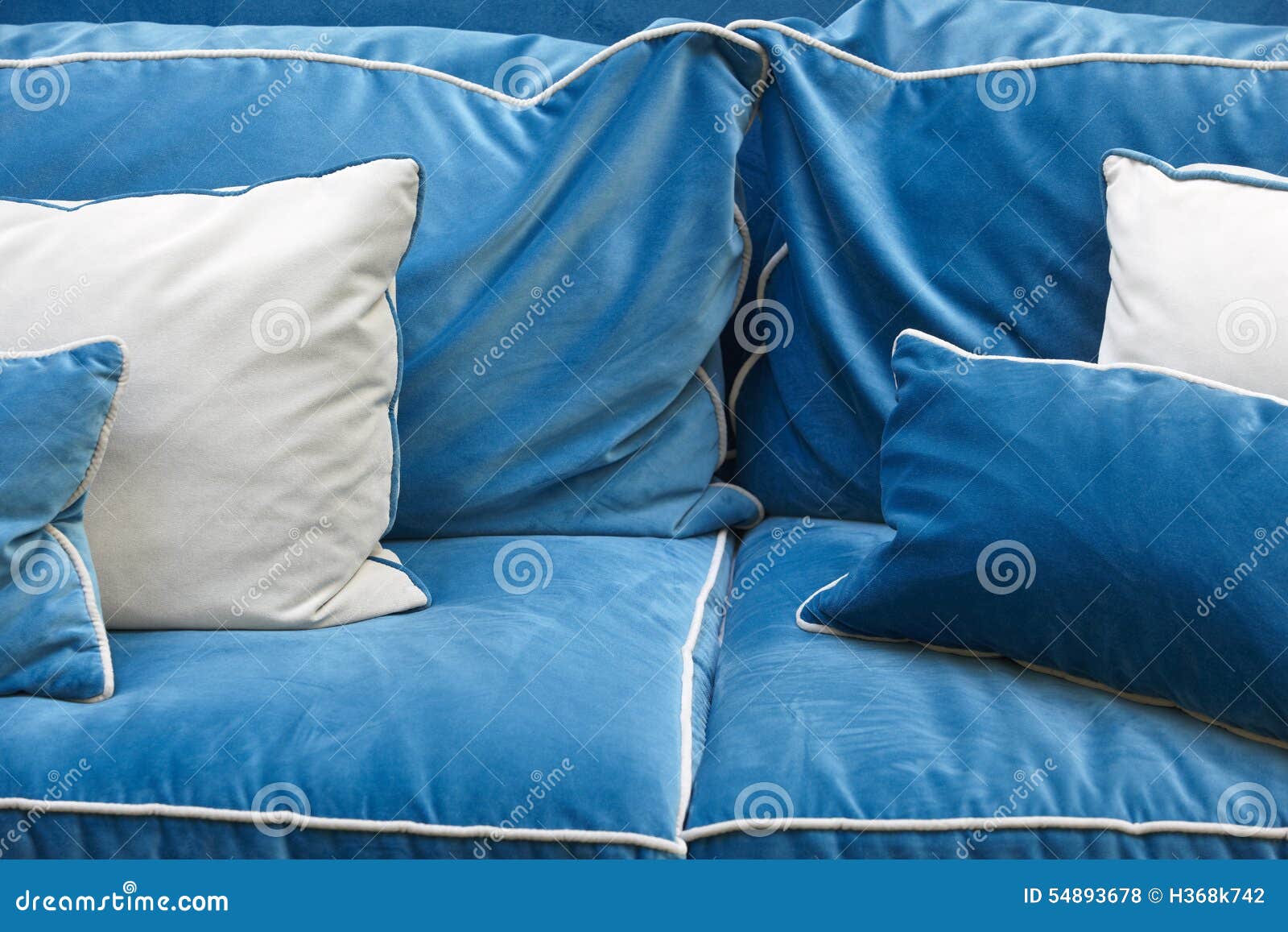 Sofa Detail in Blue Tone with Cushions Stock Photo Image of sofa, contemporary 54893678