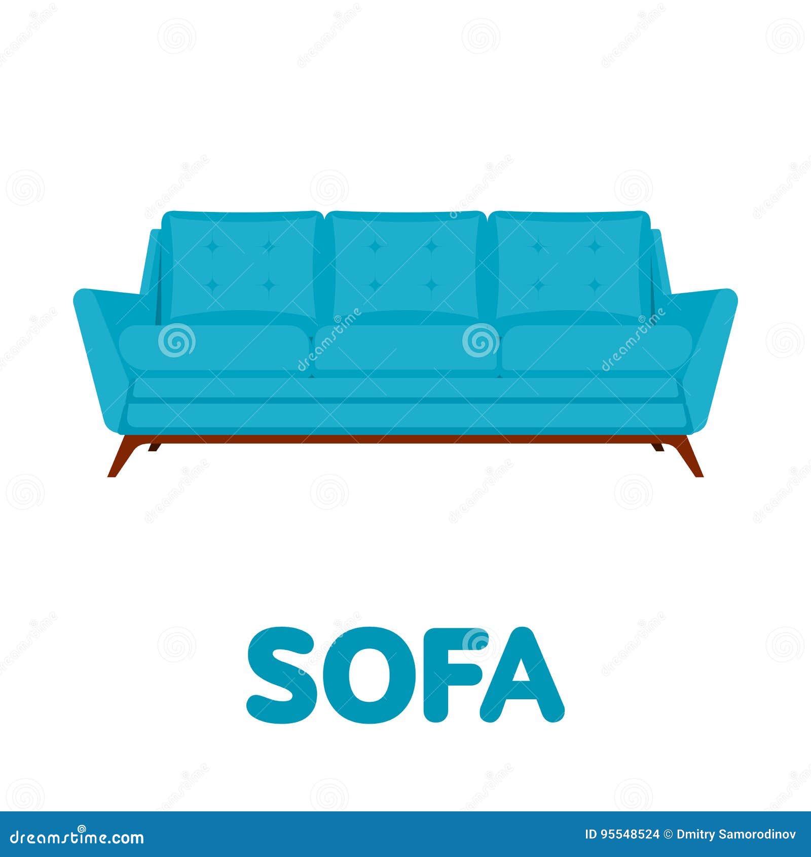 Sofa Flat Design Vector Illustration Stock Vector Illustration of