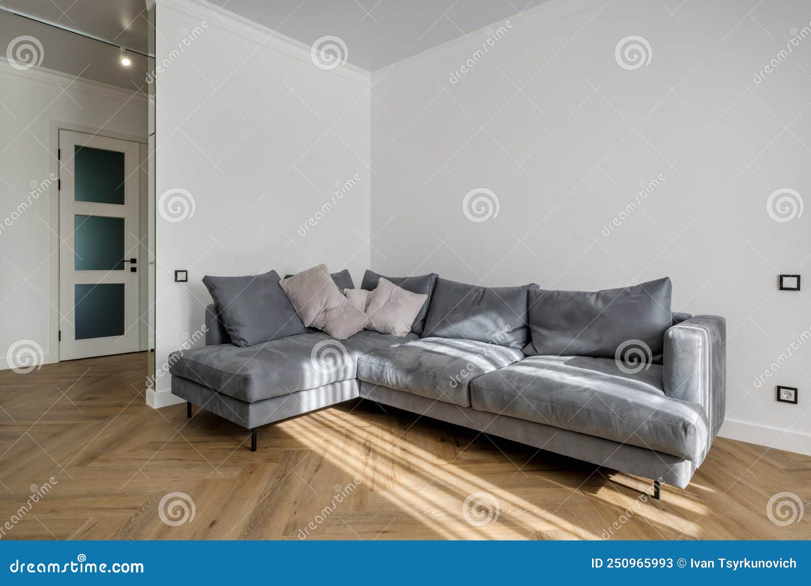 Sofa in Interior of Expensive Living Room in Studio Apartments or Flat