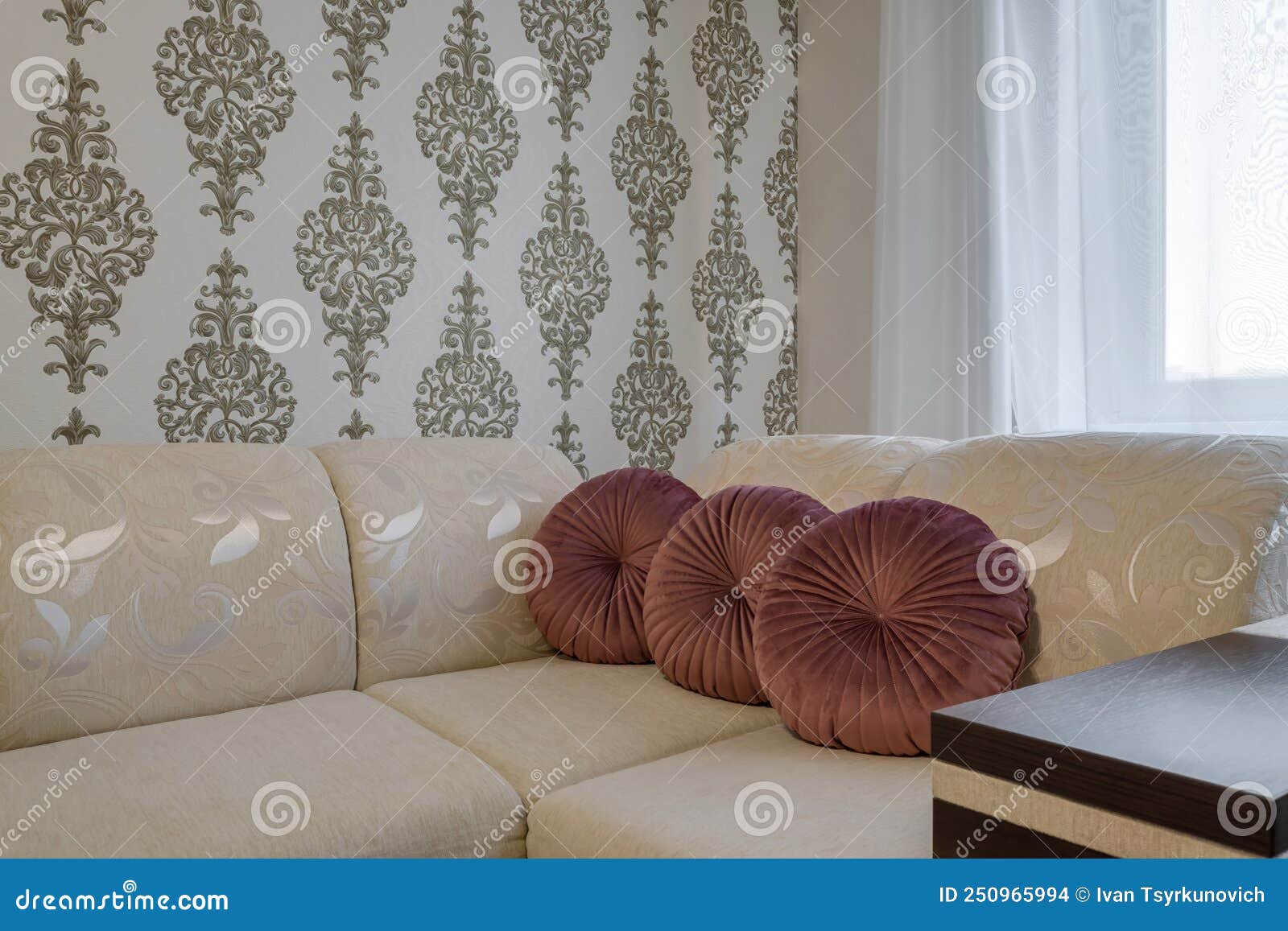 Sofa in Interior of Expensive Living Room in Studio Apartments or Flat