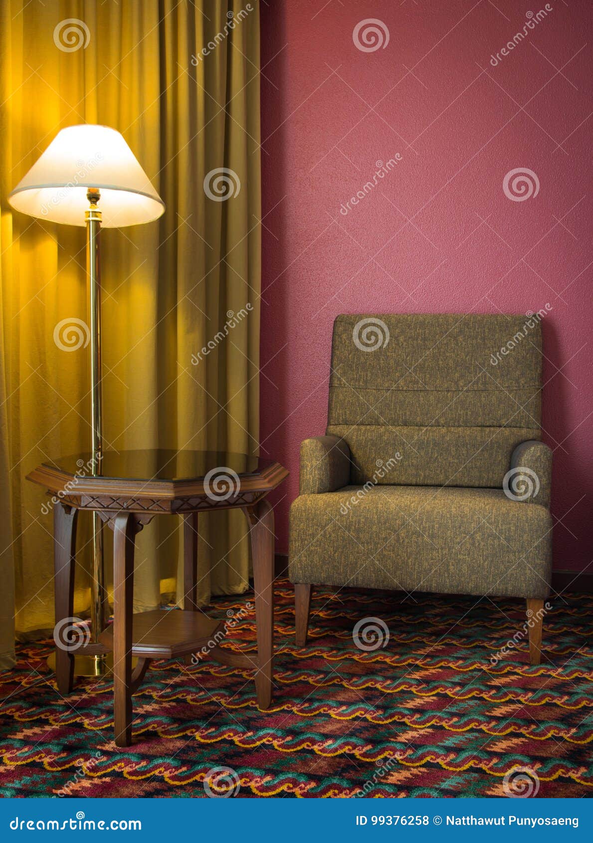 Sofa and Lamp with Table in the Bedroom Stock Photo Image of design