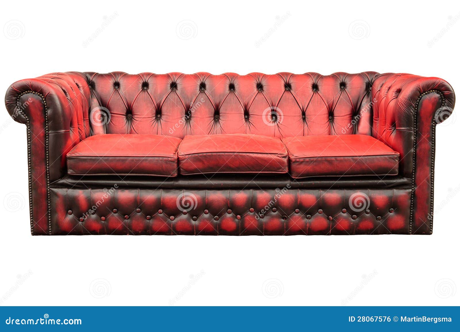 Sofa Rouge De Cru D'isolement Sur Le Blanc Photo stock Image du fond