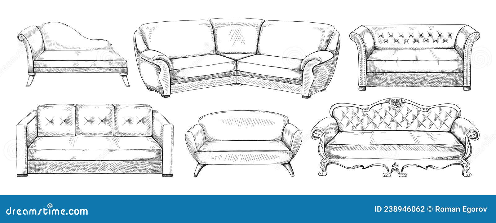 Sketch sofa furniture comfort relax image Vector Image