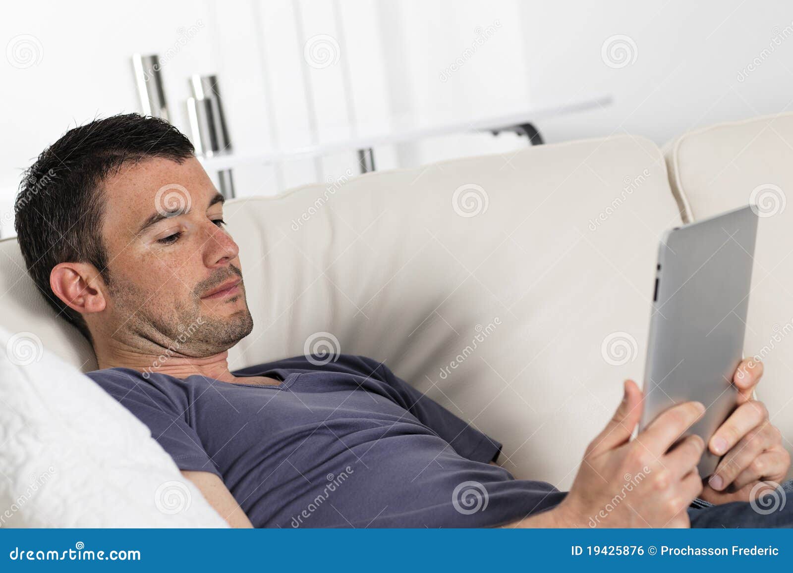 Sofa time stock photo. Image of smile, electronic, caucasian 19425876