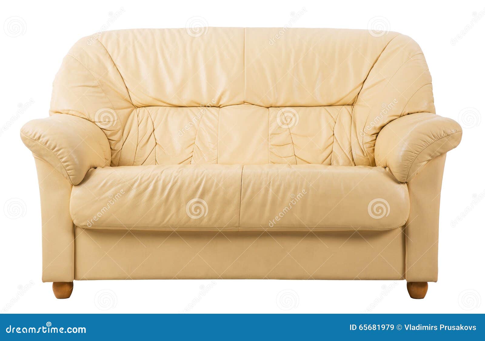 Sofa On White, Leather Couch Front View Stock Image - Image of yellow