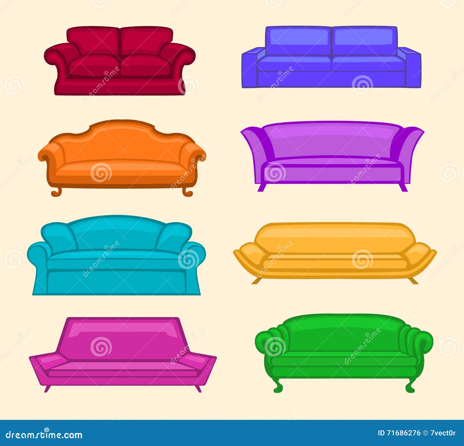 Sofas Set Stock Vector Illustration Of Bedroom Designer 71686276