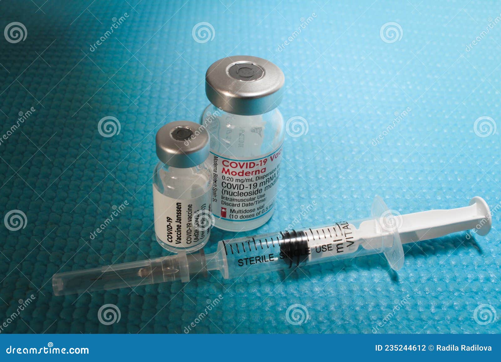 sofia, bulgaria Ã¢â¬â nov 22, 2021: vials with the moderna and janssen covid-19 vaccine are used at the corona vaccination centres