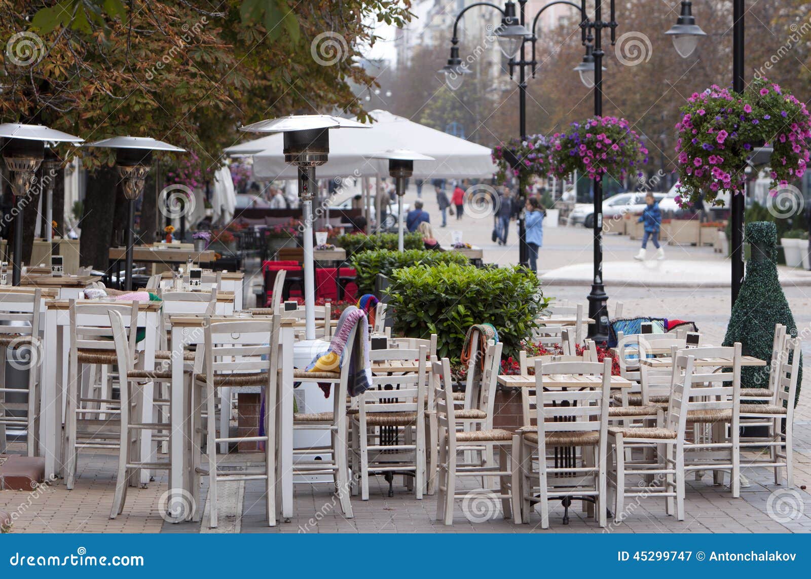 Sofia Cafe Tables Street stock image. Image of bulgaria 45299747