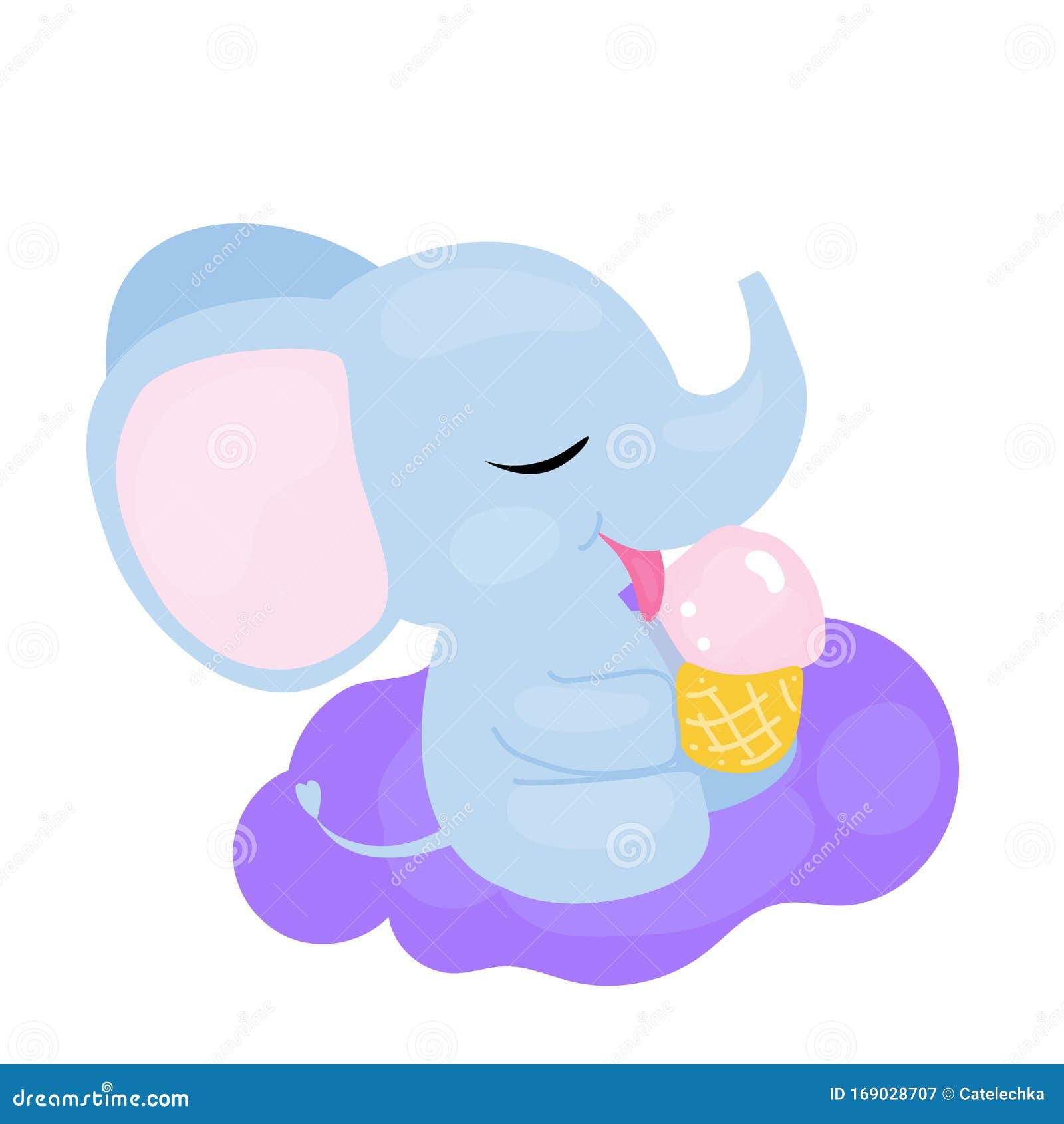Download Soft Baby Boy Elephant Licking An Ice Cream. Stock Vector - Illustration of card, elephant ...