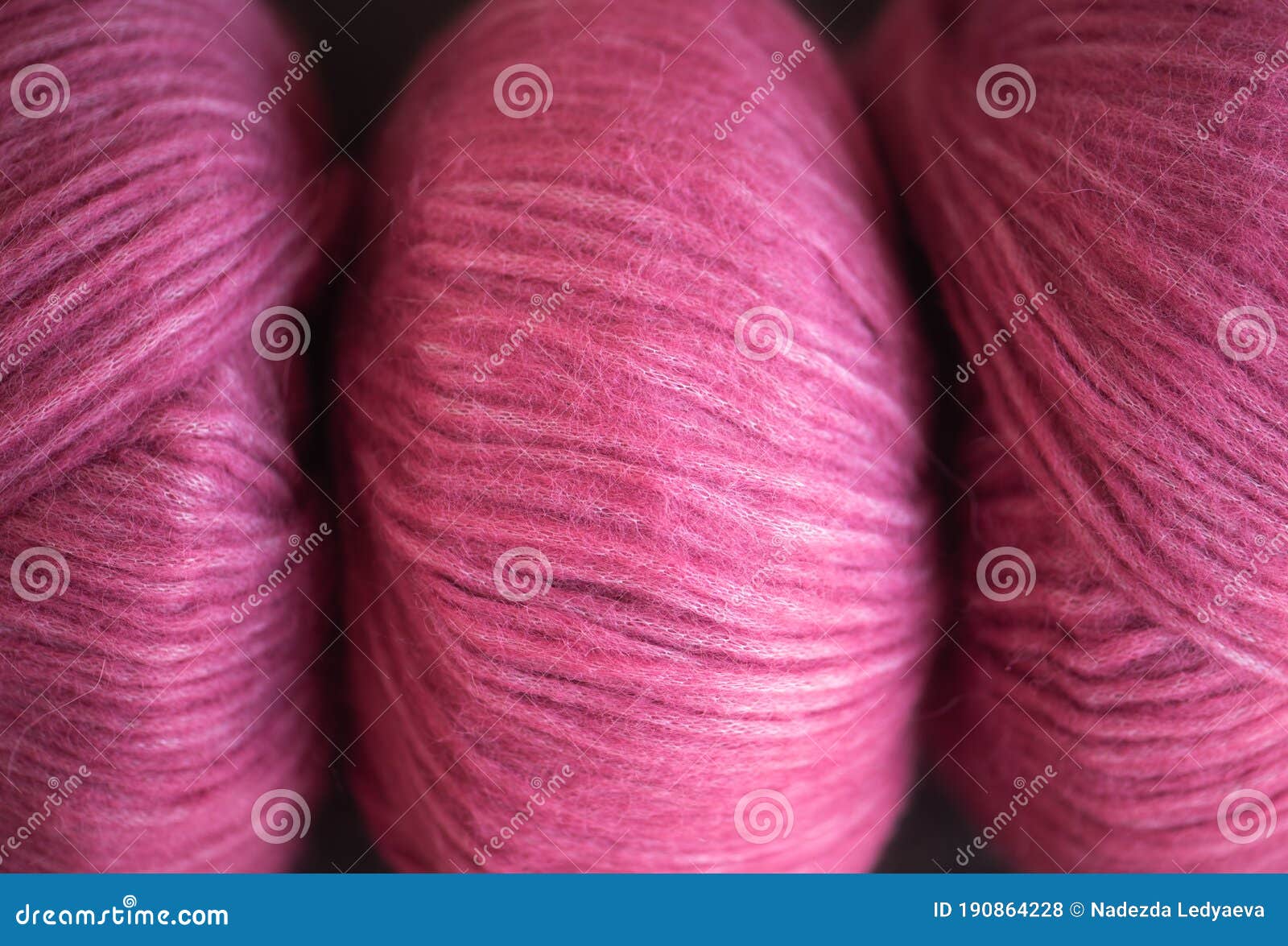 Soft Beautiful Purple Yarn Closeup. Knitting Threads. Stock Photo