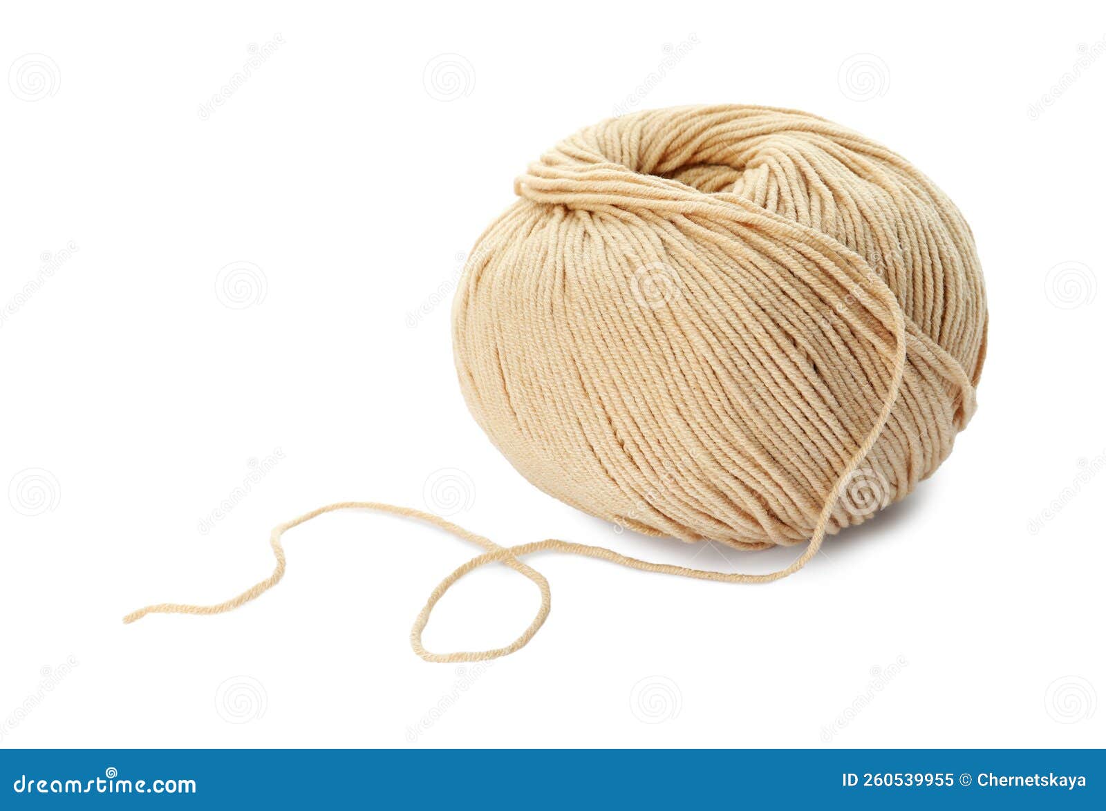 Soft Beige Woolen Yarn Isolated on White Stock Image Image of craft