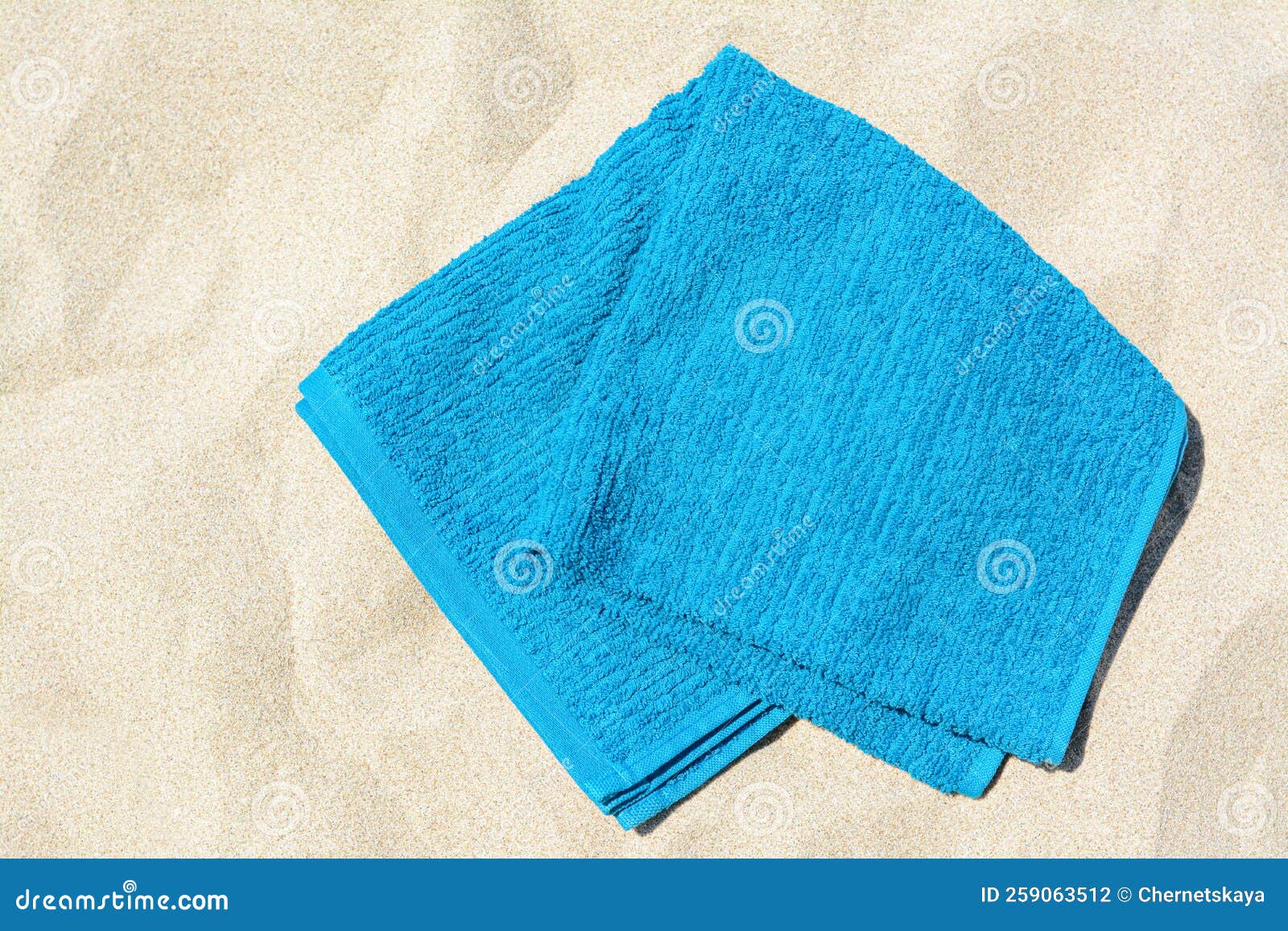 Soft Blue Beach Towel on Sand, Top View Stock Photo Image of nature