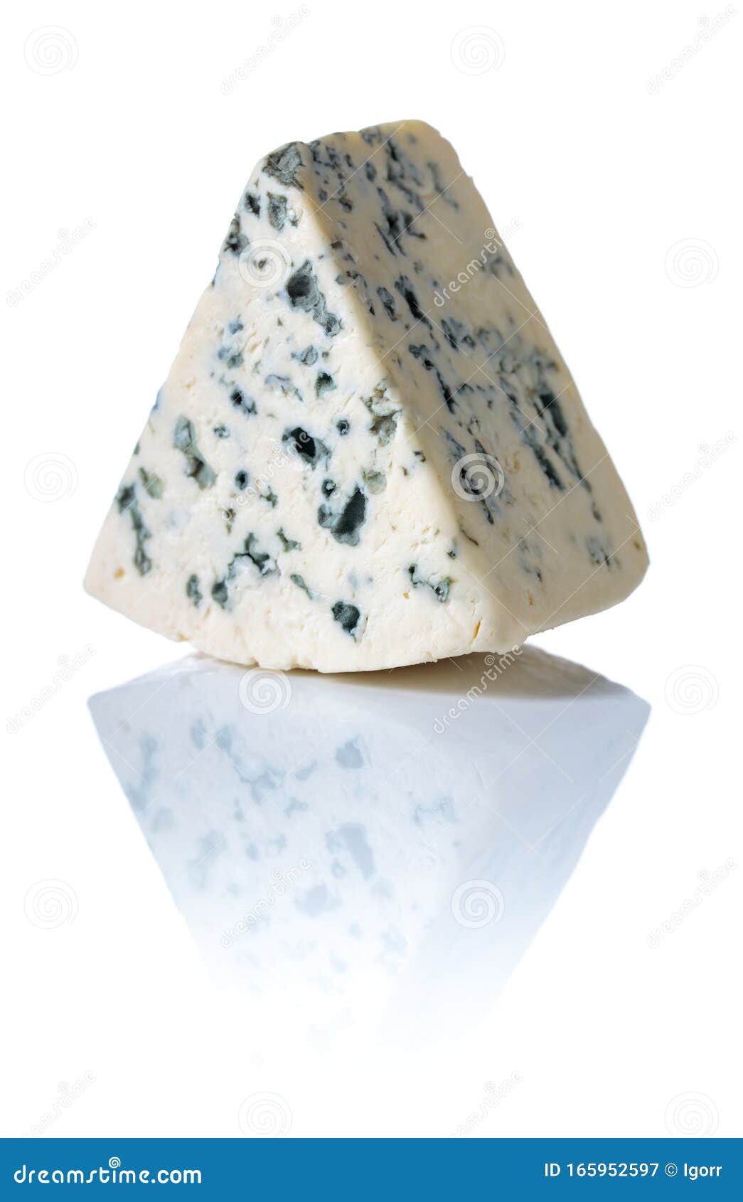 Soft Blue Cheese with Mold Isolated on White Background Stock Image