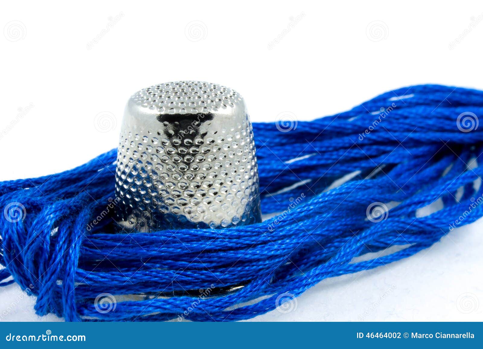 Soft Blue Cotton Thread and a Thimble Stock Photo Image of fashion, jeans 46464002