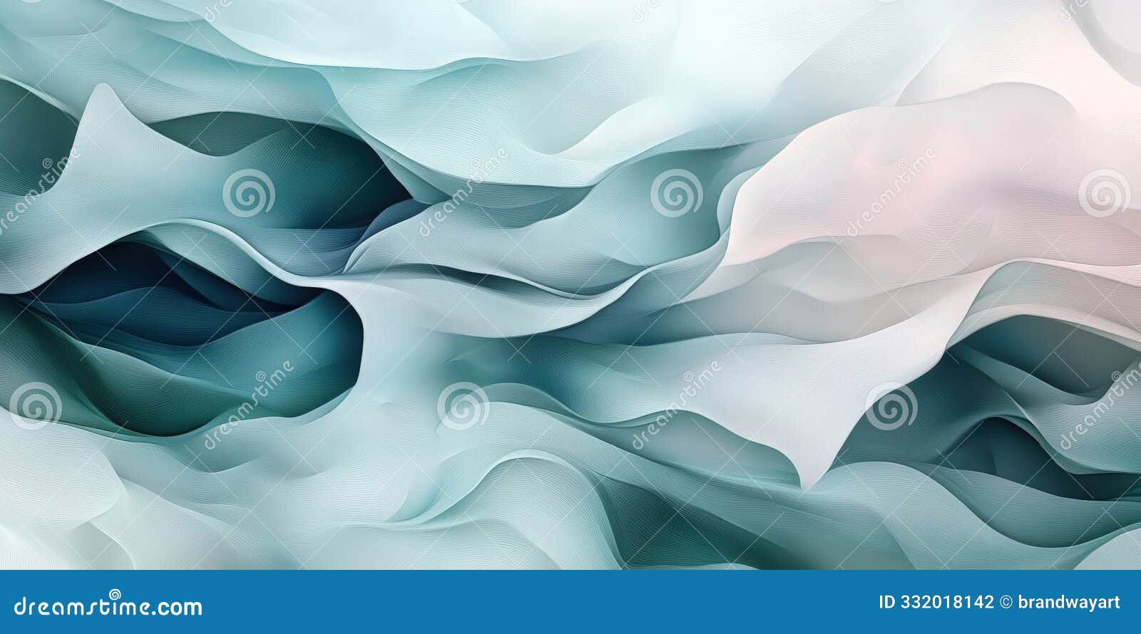 soft blue and white fabric waves flowing gently in light