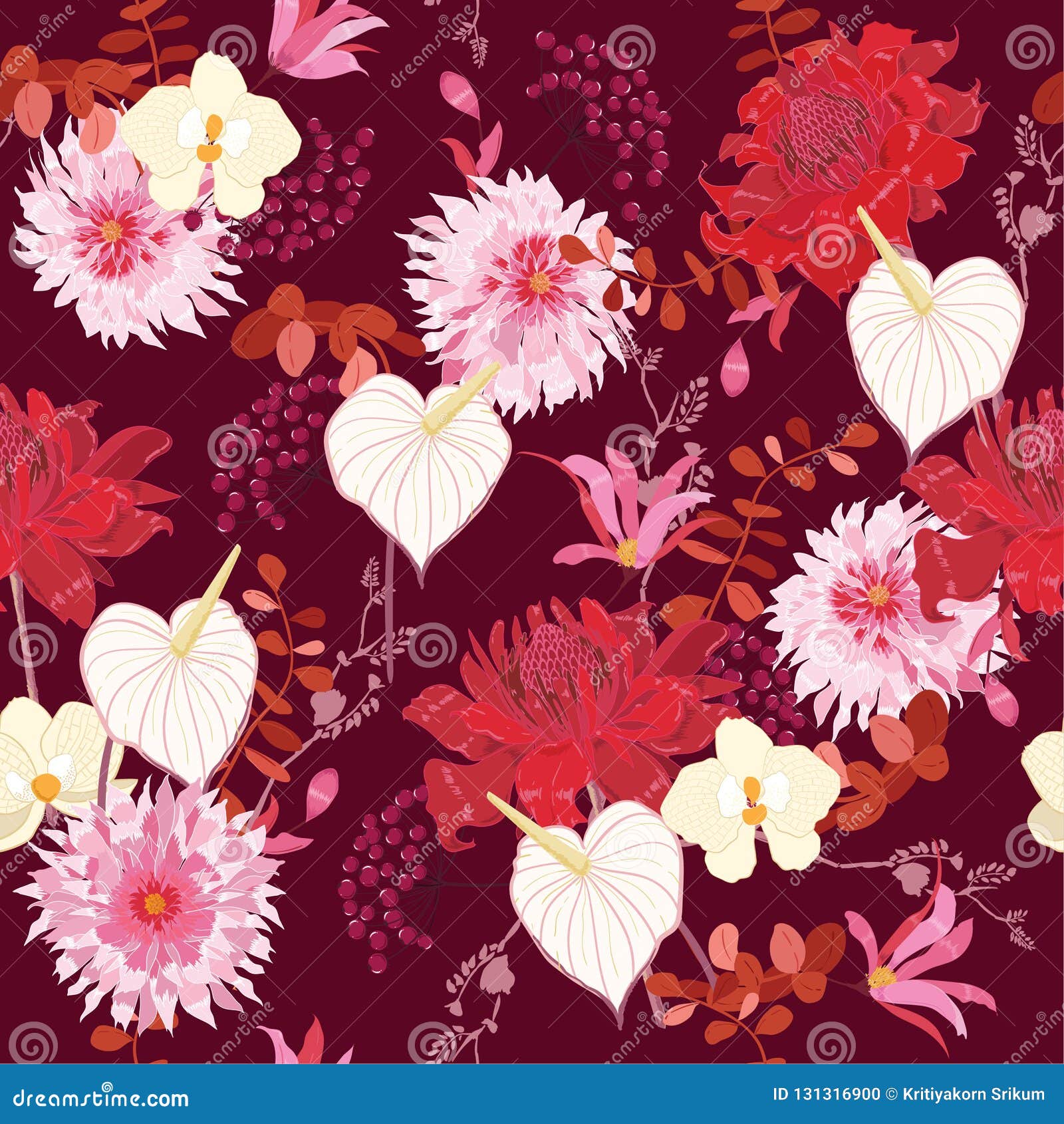 Soft and Delicate Floral Pattern in the Many Kind of Flowers. Tr Stock ...